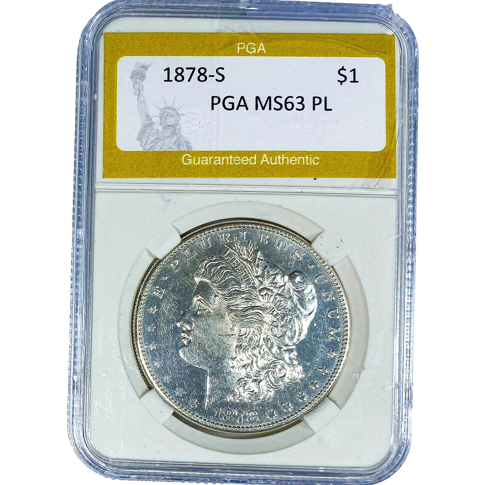1878-S Morgan Silver Dollar PGA MS63 PL: 1878-S Morgan Silver Dollar PGA MS63 PL