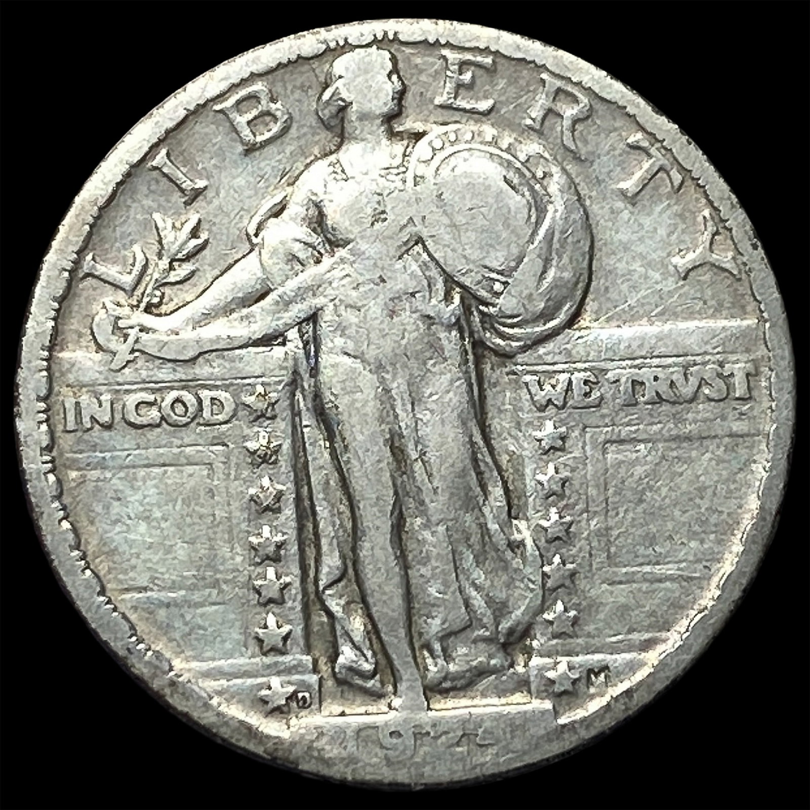 1924-D Silver Standing Liberty Quarter NEARLY UNCIRCULATED: 1924-D Silver Standing Liberty Quarter NEARLY UNCIRCULATED