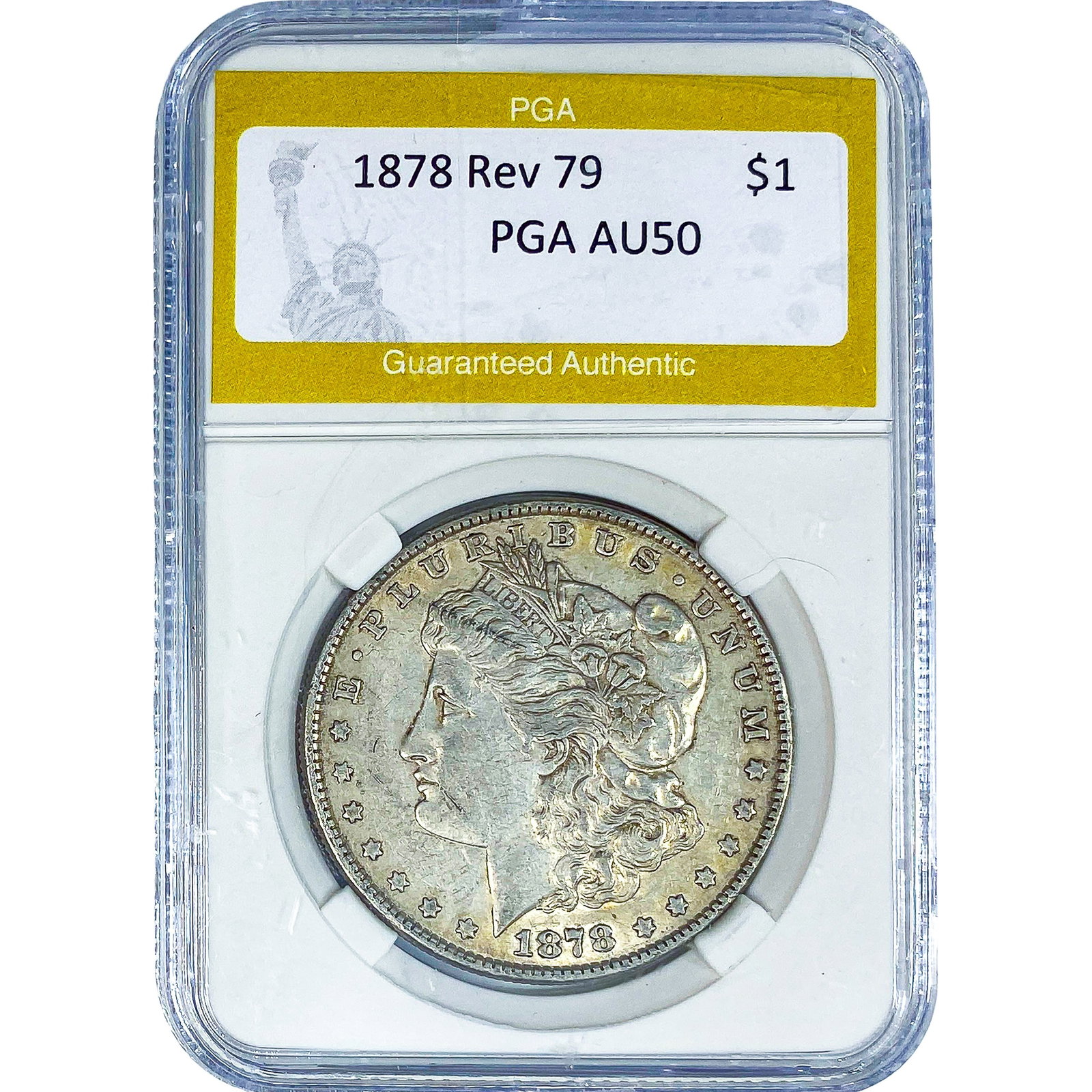 1878 Rev 79 Morgan Silver Dollar PGA AU50: 1878 Rev 79 Morgan Silver Dollar PGA AU50