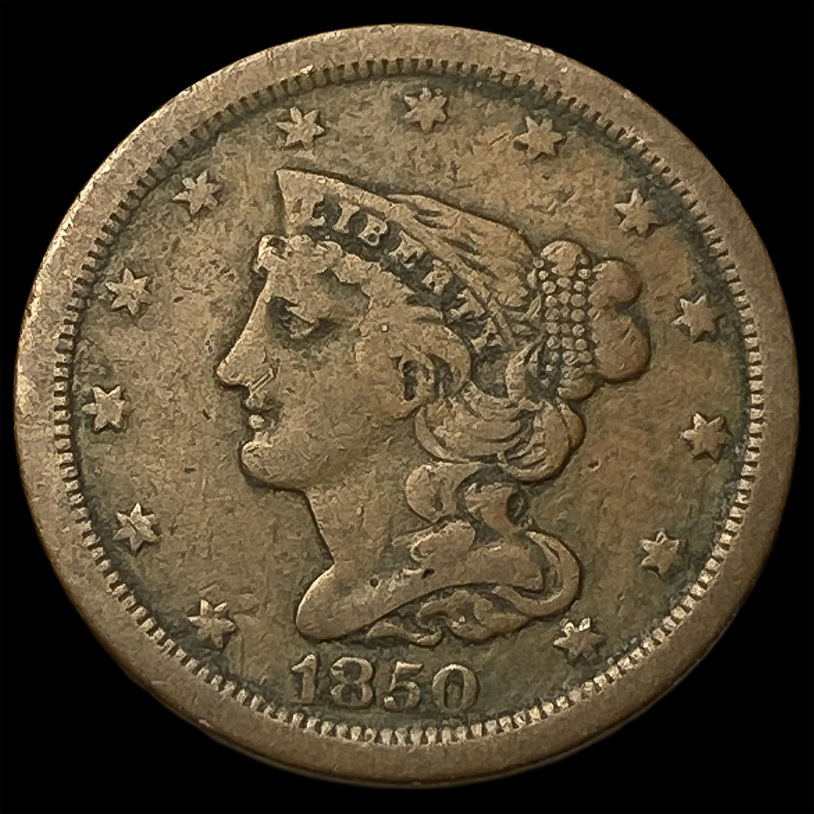 1850 Braided Hair Half Cent NEARLY UNCIRCULATED (1 of 2)
