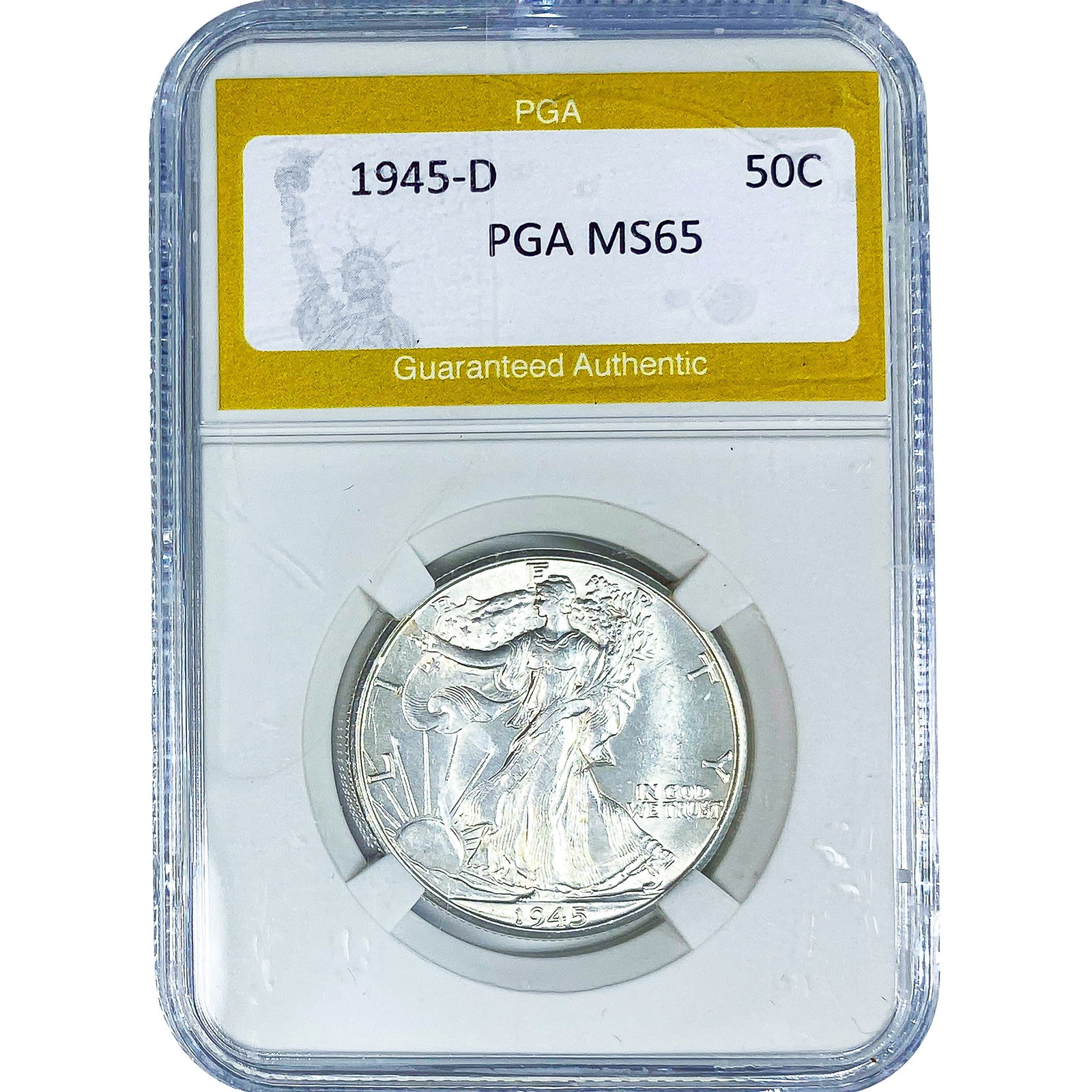 1945-D Walking Liberty Half Dollar PGA MS65: 1945-D Walking Liberty Half Dollar PGA MS65