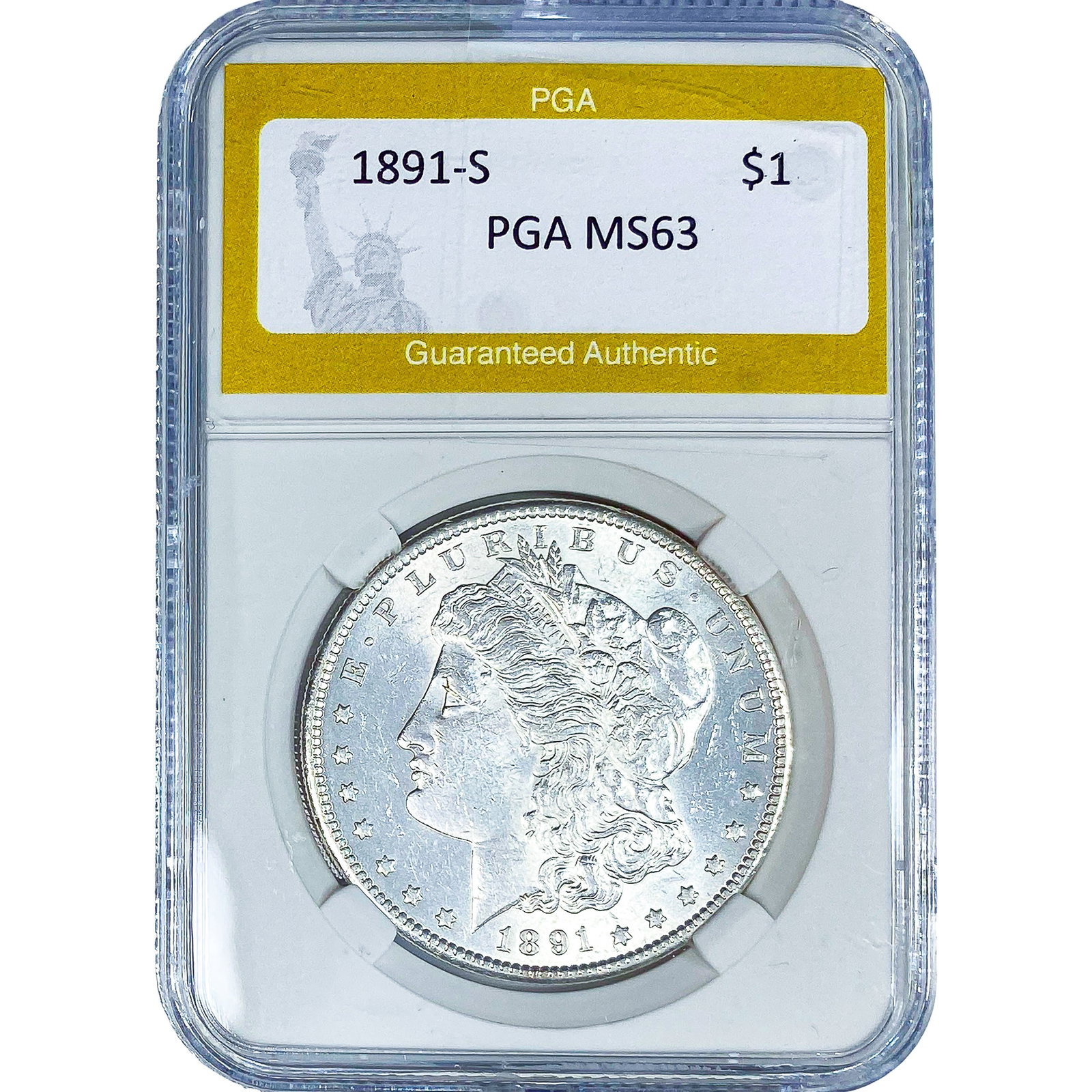 1891-S Morgan Silver Dollar PGA MS63 (1 of 2)