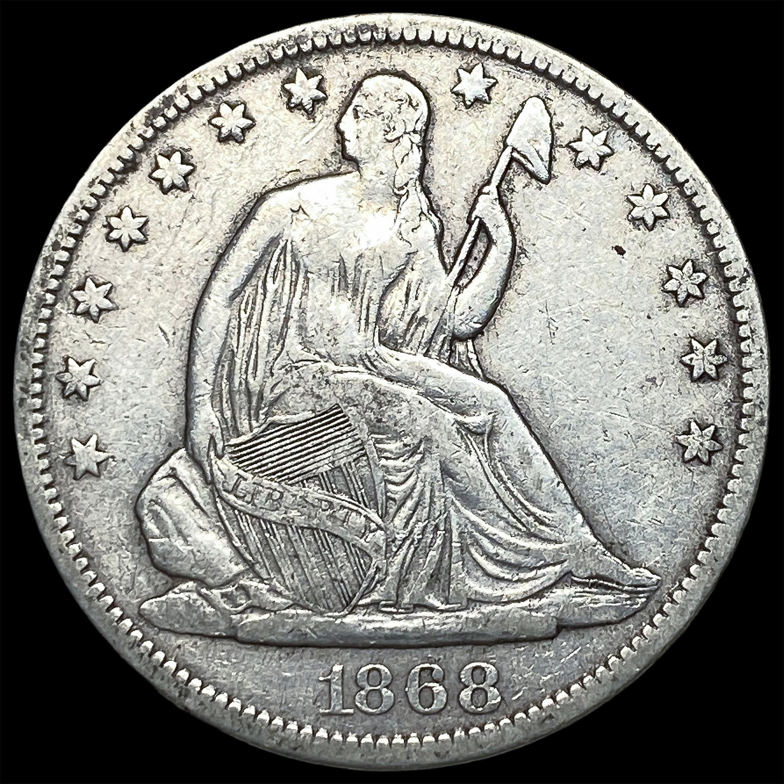 1868-S Silver Seated Liberty Half Dollar CLOSELY UNCIRCULATED (1 of 2)