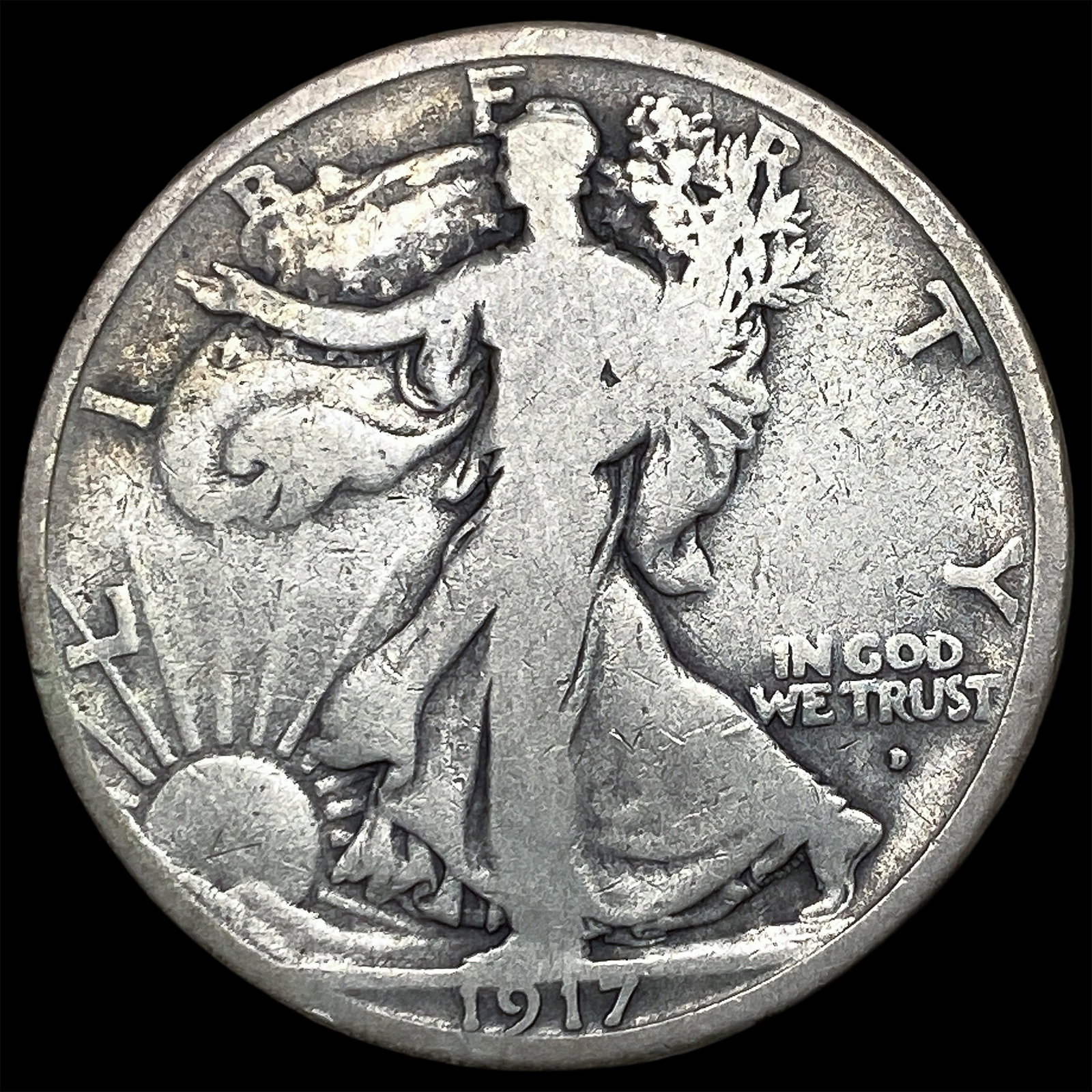 1917-D Silver Walking Liberty Half Dollar CHOICE BU (1 of 2)