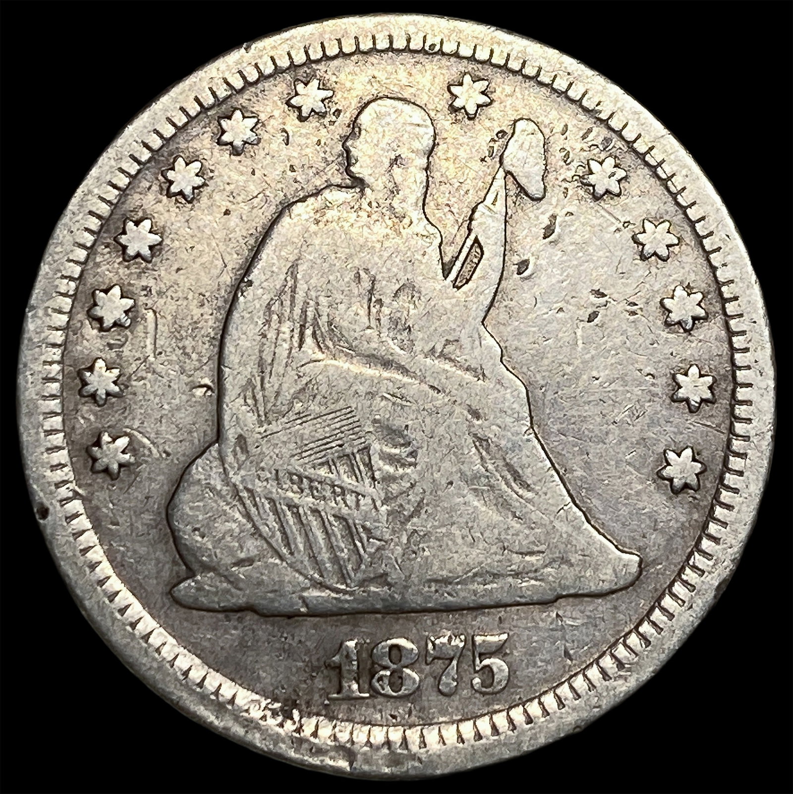 1875 Seated Liberty Quarter LIGHTLY CIRCULATED: 1875 Seated Liberty Quarter LIGHTLY CIRCULATED