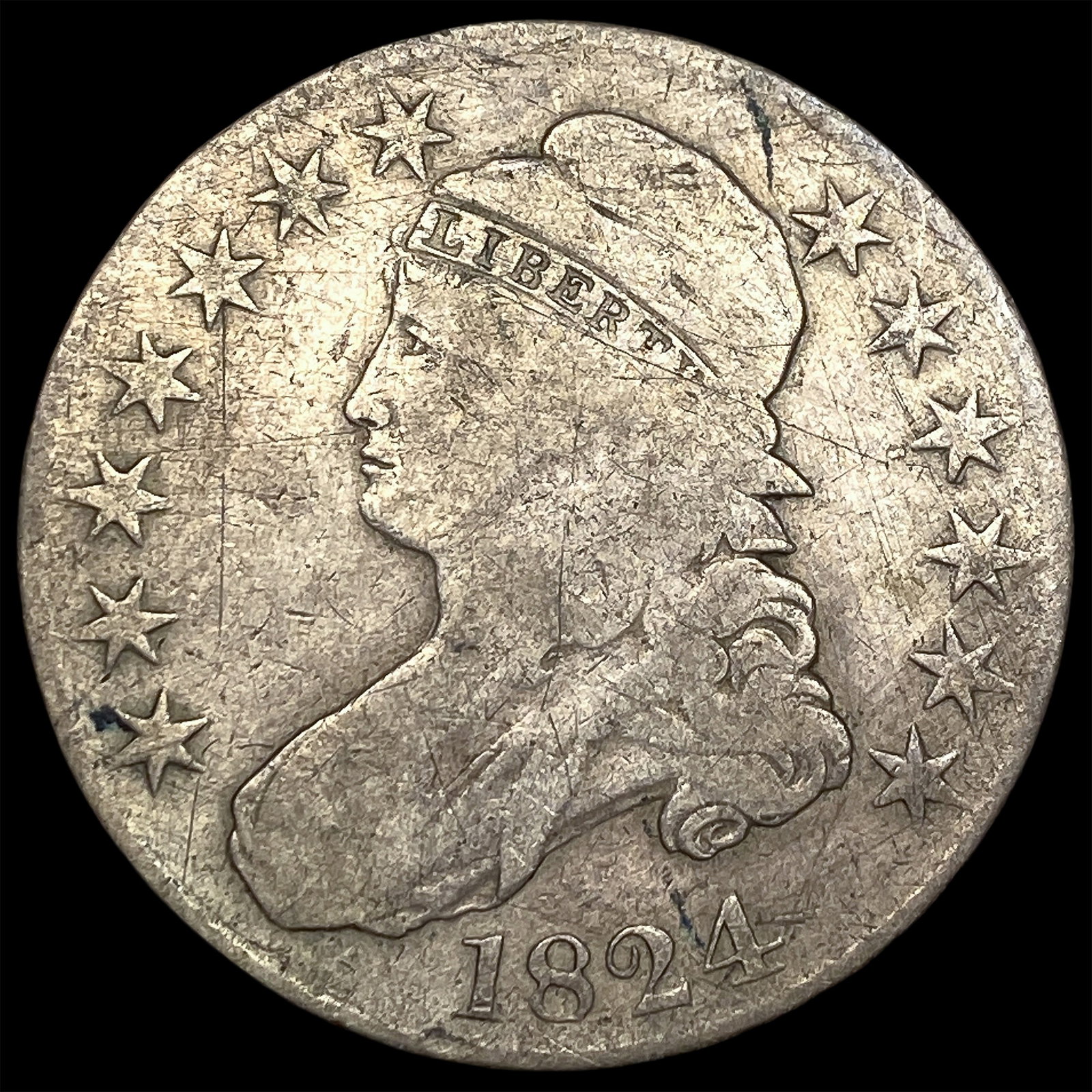 1824 Capped Bust Half Dollar NICELY CIRCULATED (1 of 2)