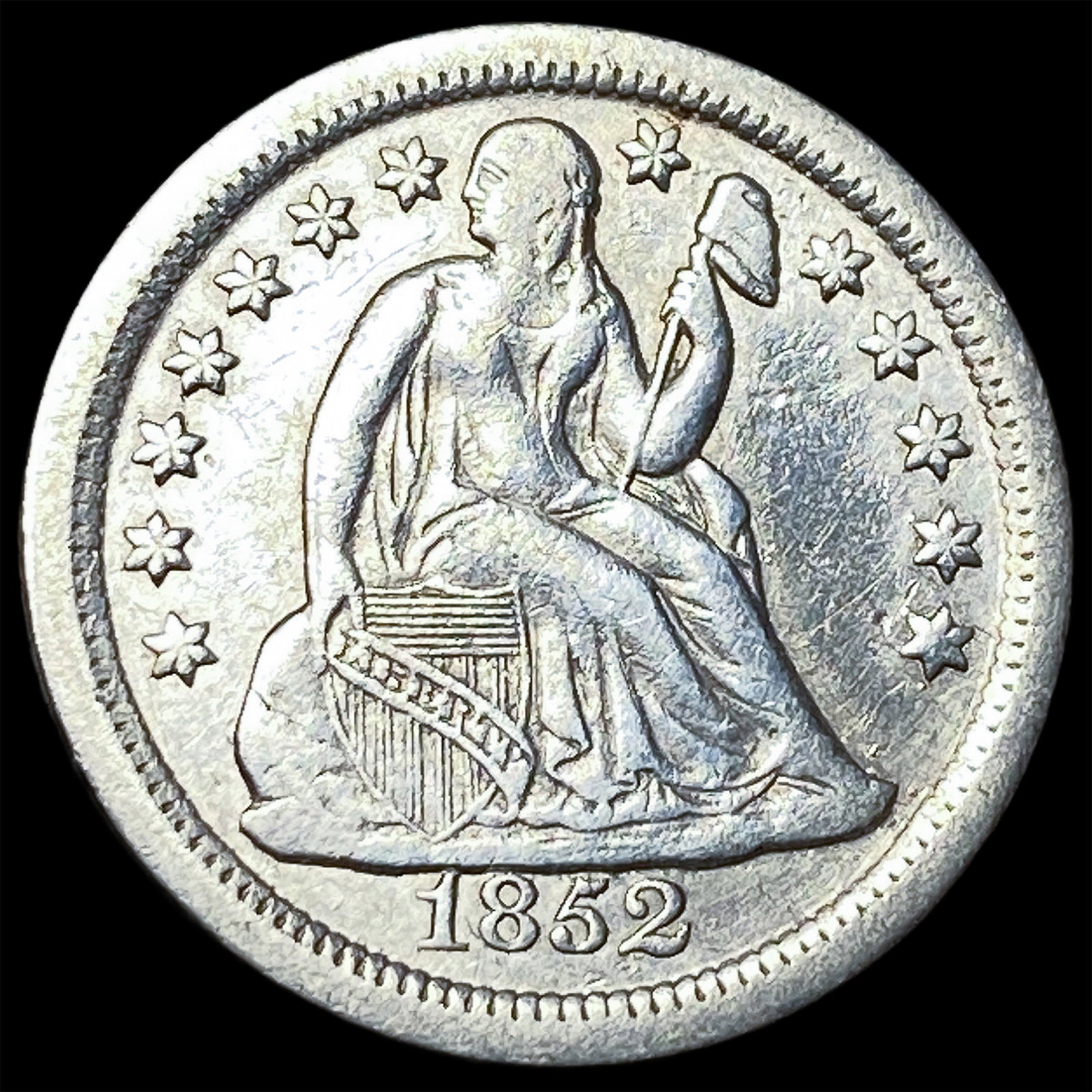 1852-O Silver Seated Liberty Dime NEARLY UNCIRCULATED: 1852-O Silver Seated Liberty Dime NEARLY UNCIRCULATED