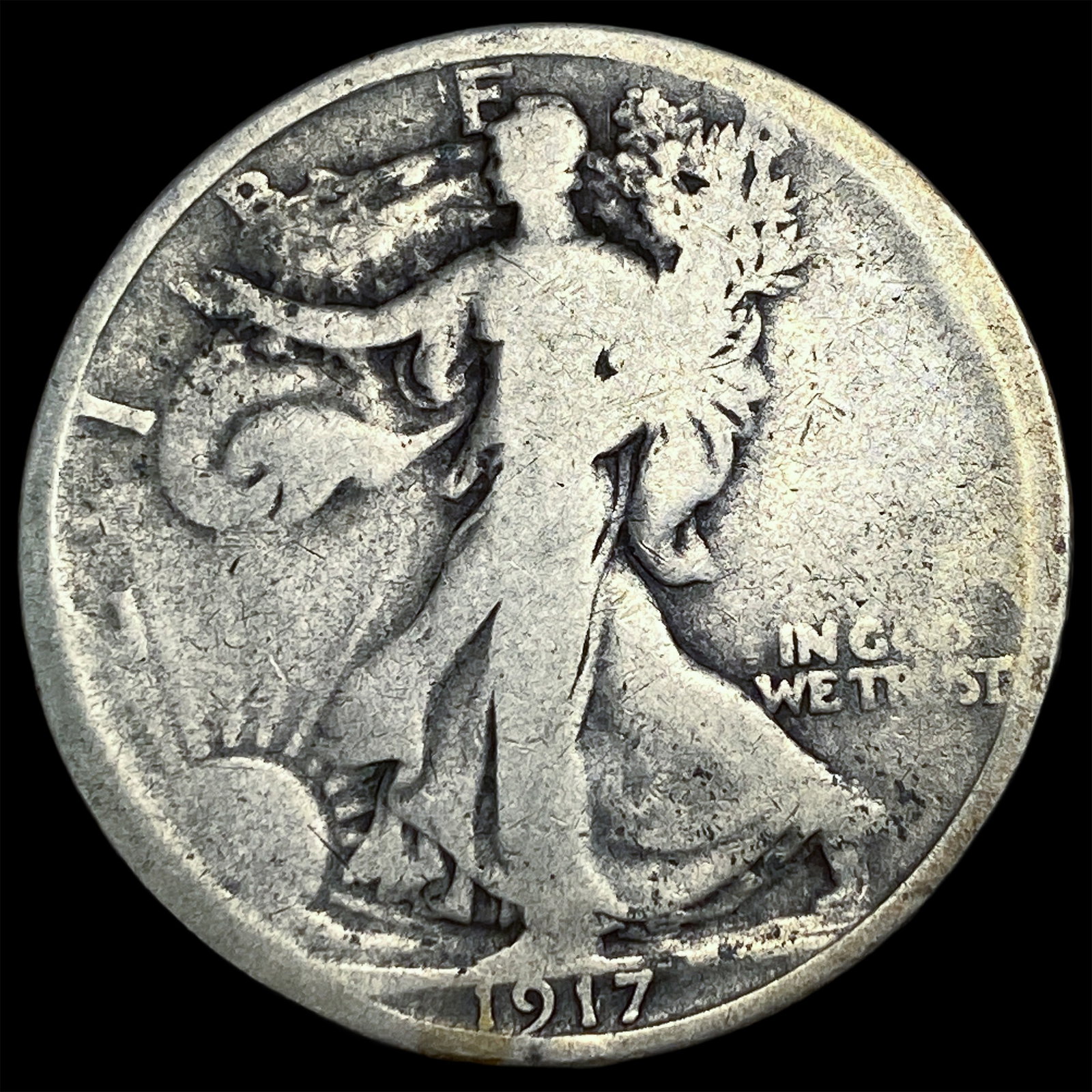 1917-S Silver Walking Liberty Half Dollar NICELY CIRCULATED (1 of 2)