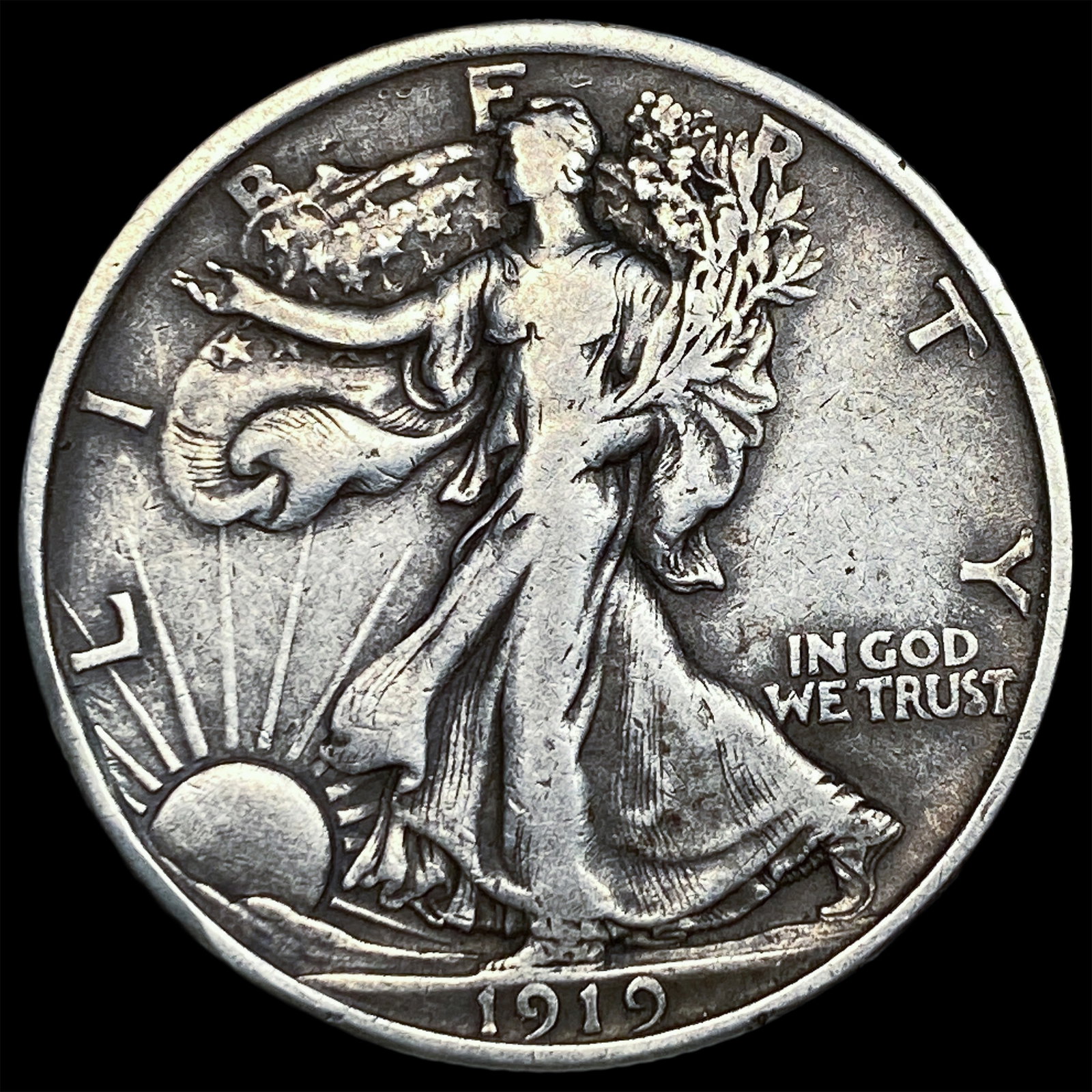 1919 Walking Liberty Half Dollar NEARLY UNCIRCULATED: 1919 Walking Liberty Half Dollar NEARLY UNCIRCULATED