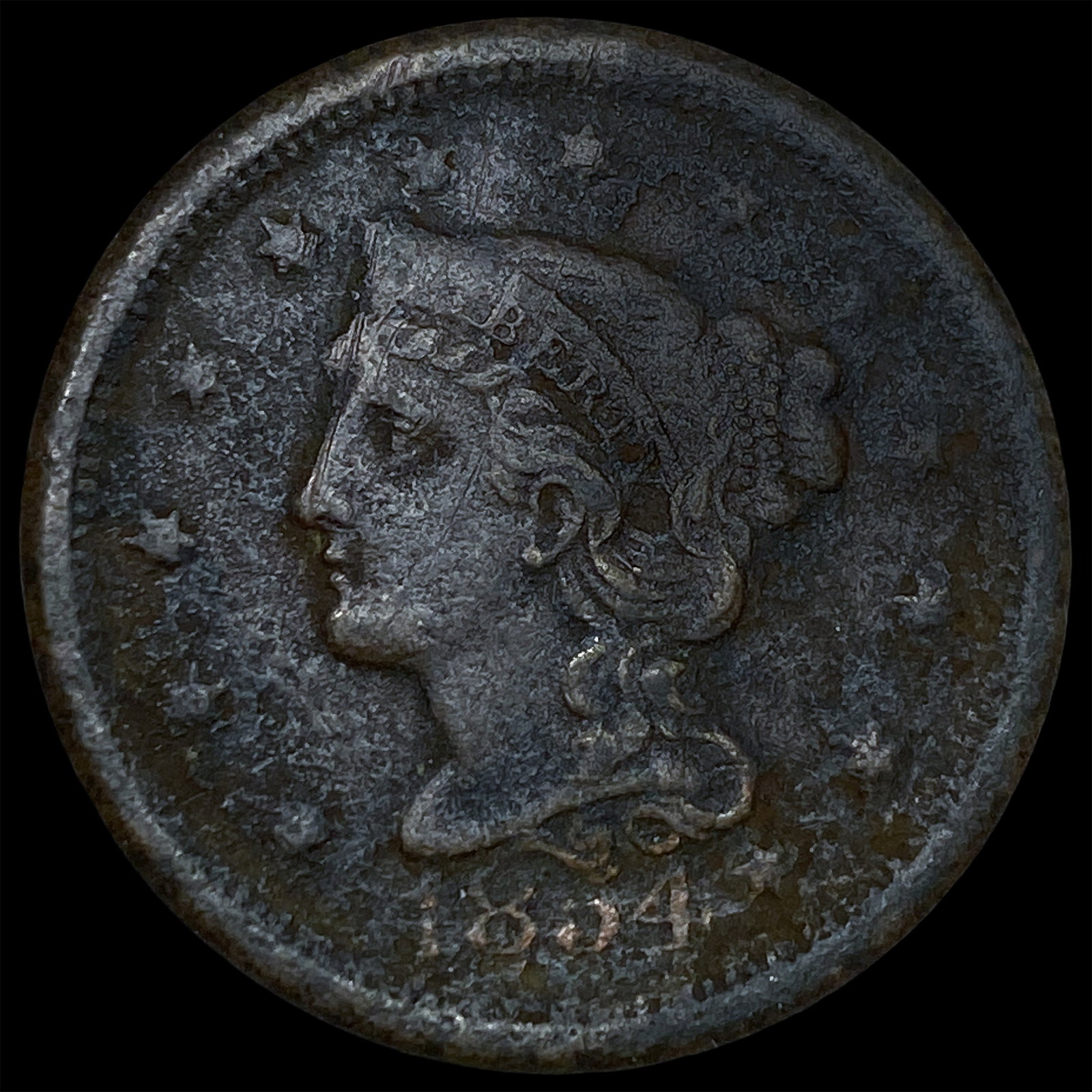 1854 Braided Hair Large Cent NEARLY UNCIRCULATED (1 of 2)