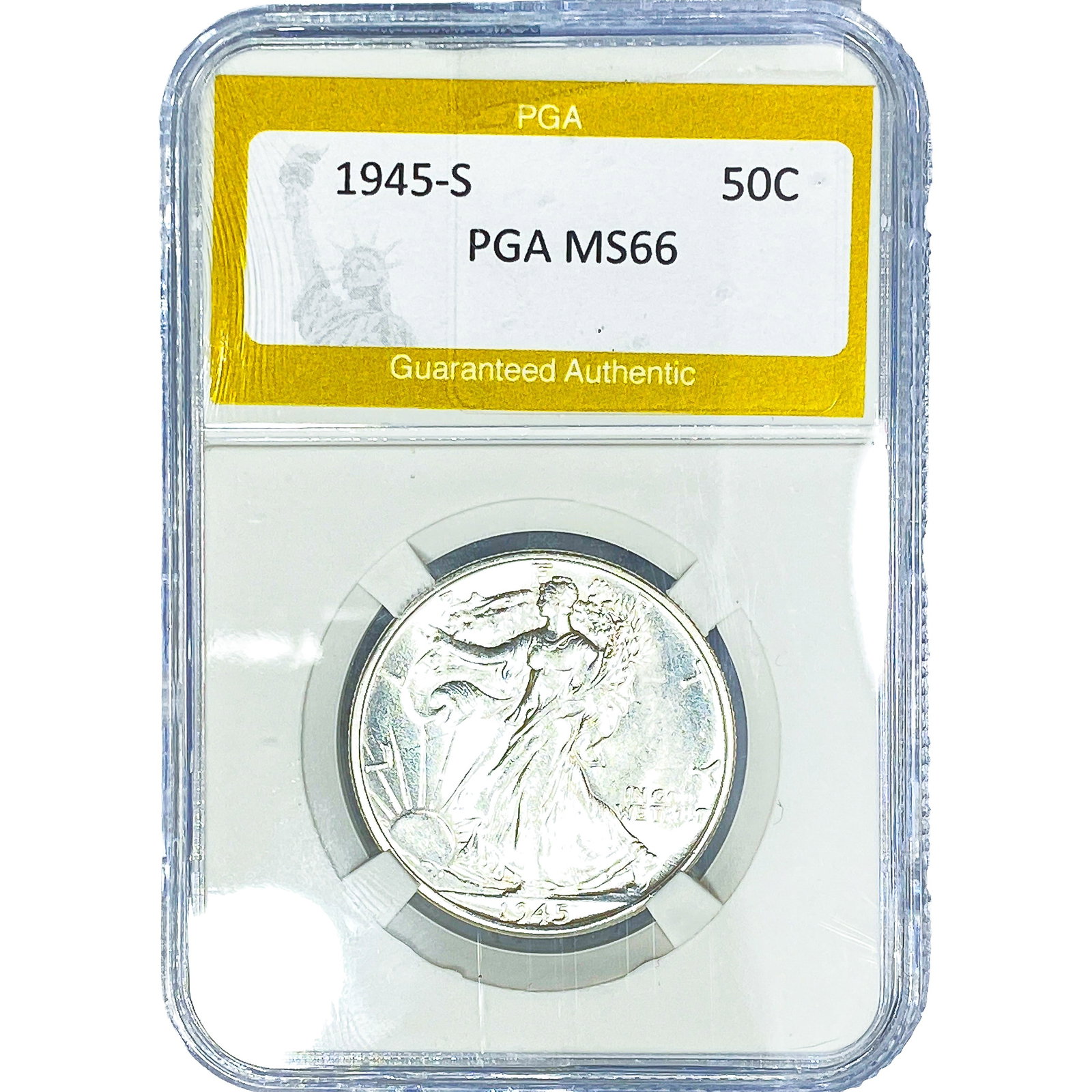1945-S Walking Liberty Half Dollar PGA MS66: 1945-S Walking Liberty Half Dollar PGA MS66