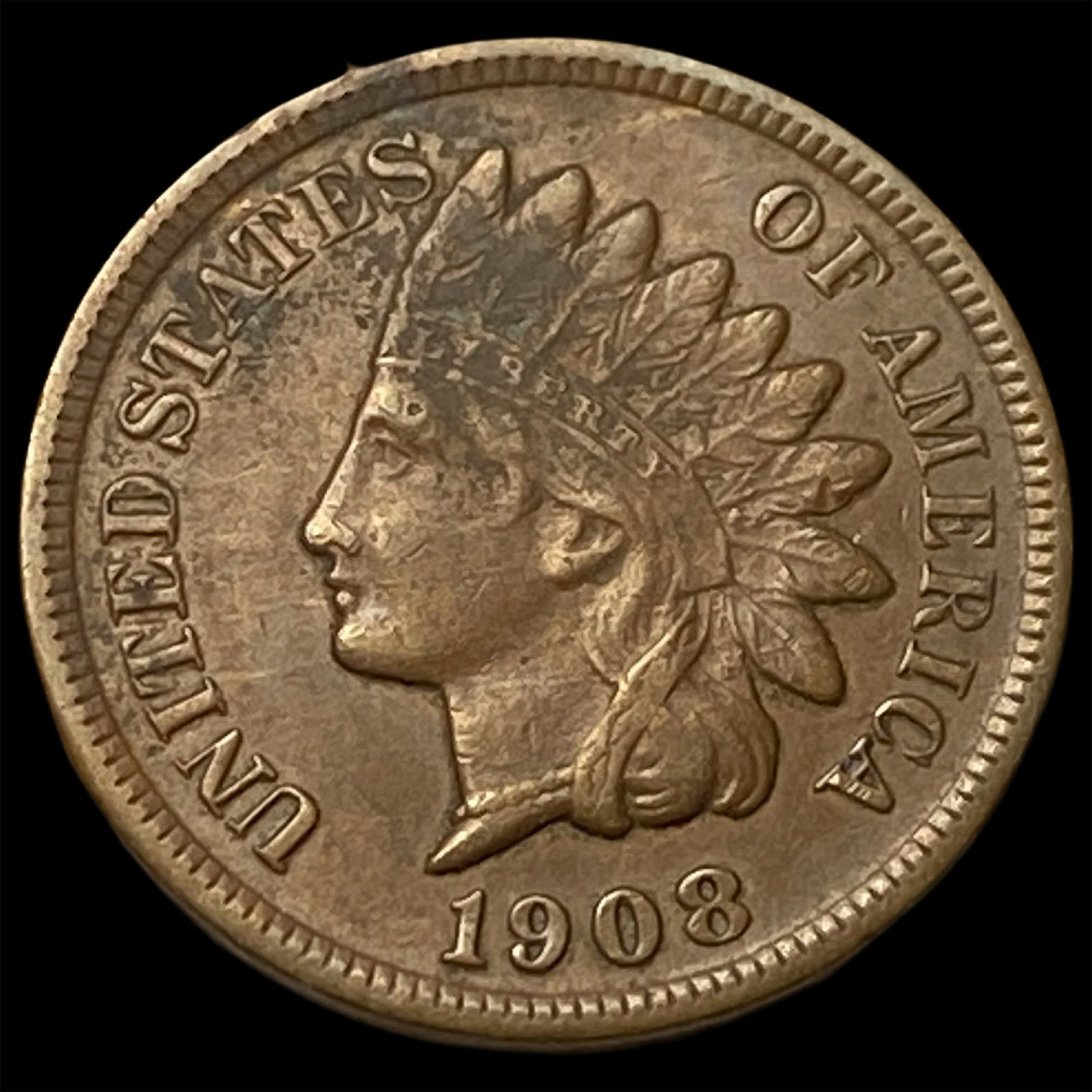 1908-S Indian Head Cent NEARLY UNCIRCULATED (1 of 2)
