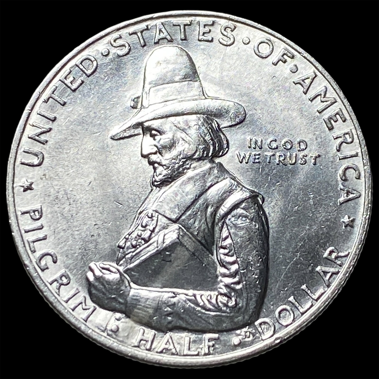 1920 Silver Pilgrim Half Dollar CLOSELY UNCIRCULATED: 1920 Silver Pilgrim Half Dollar CLOSELY UNCIRCULATED