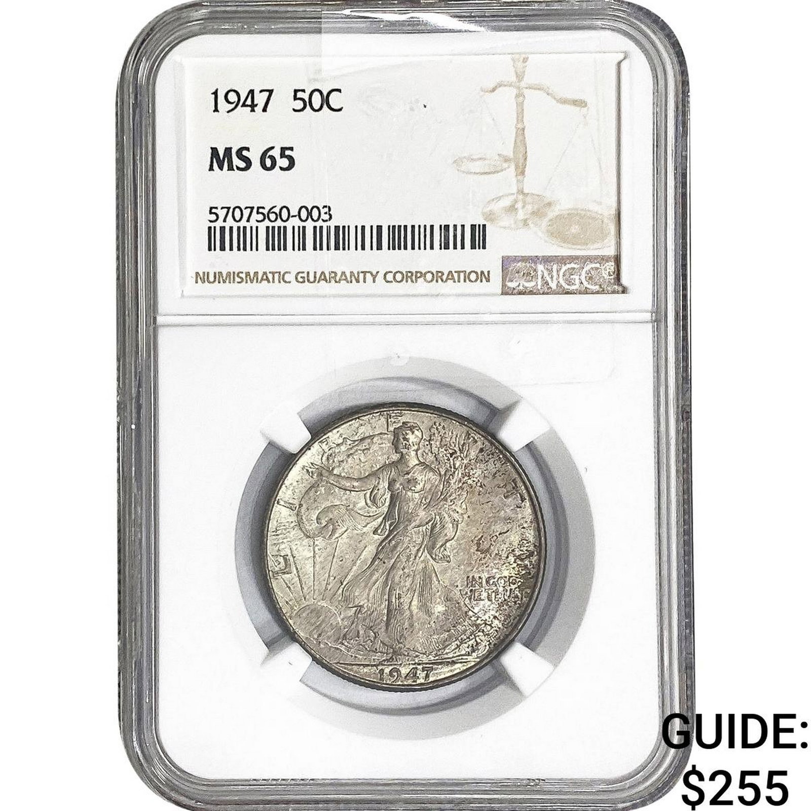 1947 Walking Liberty Half Dollar NGC MS65: 1947 Walking Liberty Half Dollar NGC MS65