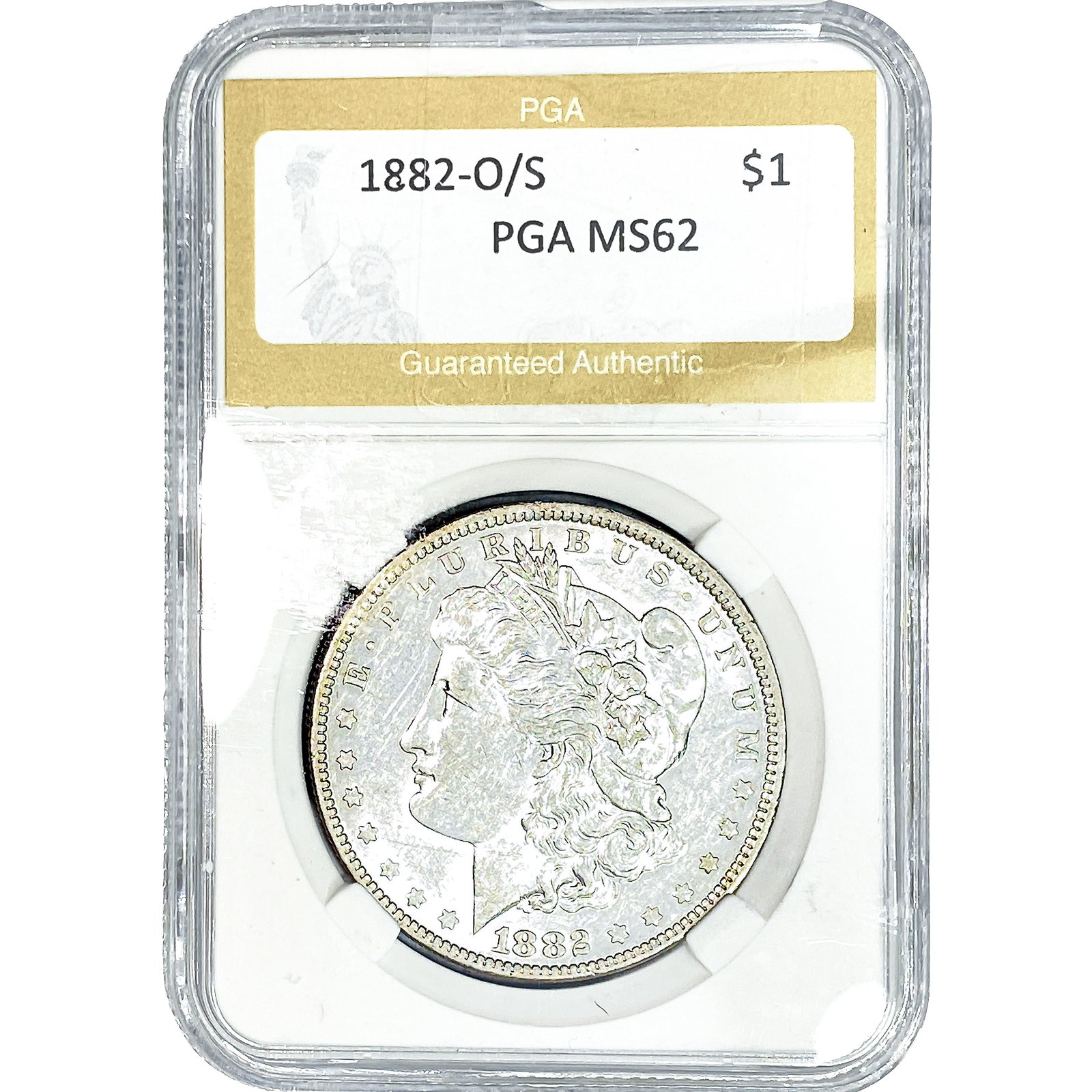 1882-O/S Morgan Silver Dollar PGA MS62: 1882-O/S Morgan Silver Dollar PGA MS62