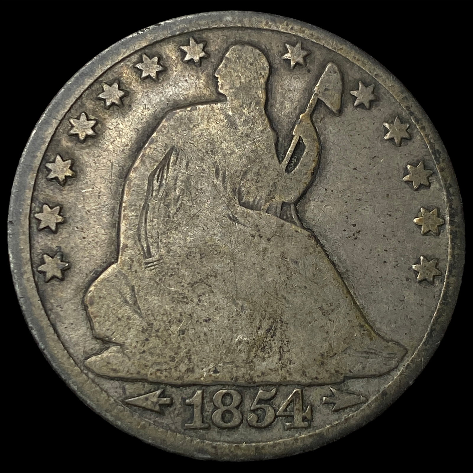 1854-O Arrows Silver Seated Liberty Half Dollar NICELY CIRCULATED: 1854-O Arrows Silver Seated Liberty Half Dollar NICELY CIRCULATED