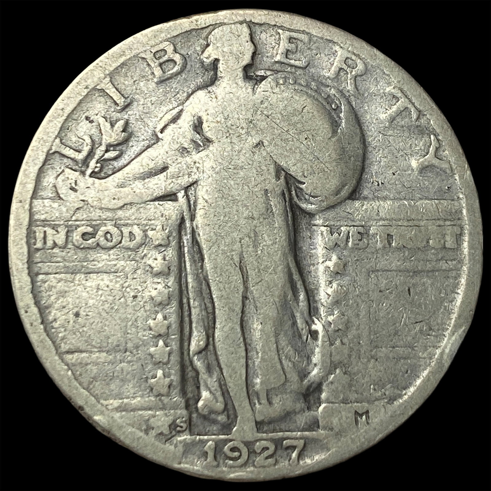 1927-S Silver Standing Liberty Quarter NICELY CIRCULATED: 1927-S Silver Standing Liberty Quarter NICELY CIRCULATED