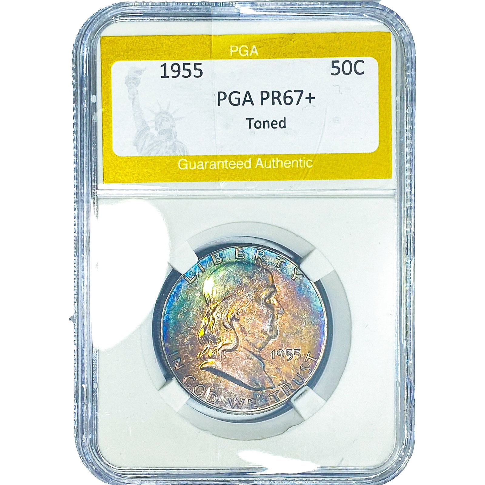 1955 Franklin Half Dollar PGA PR67+ Toned (1 of 2)