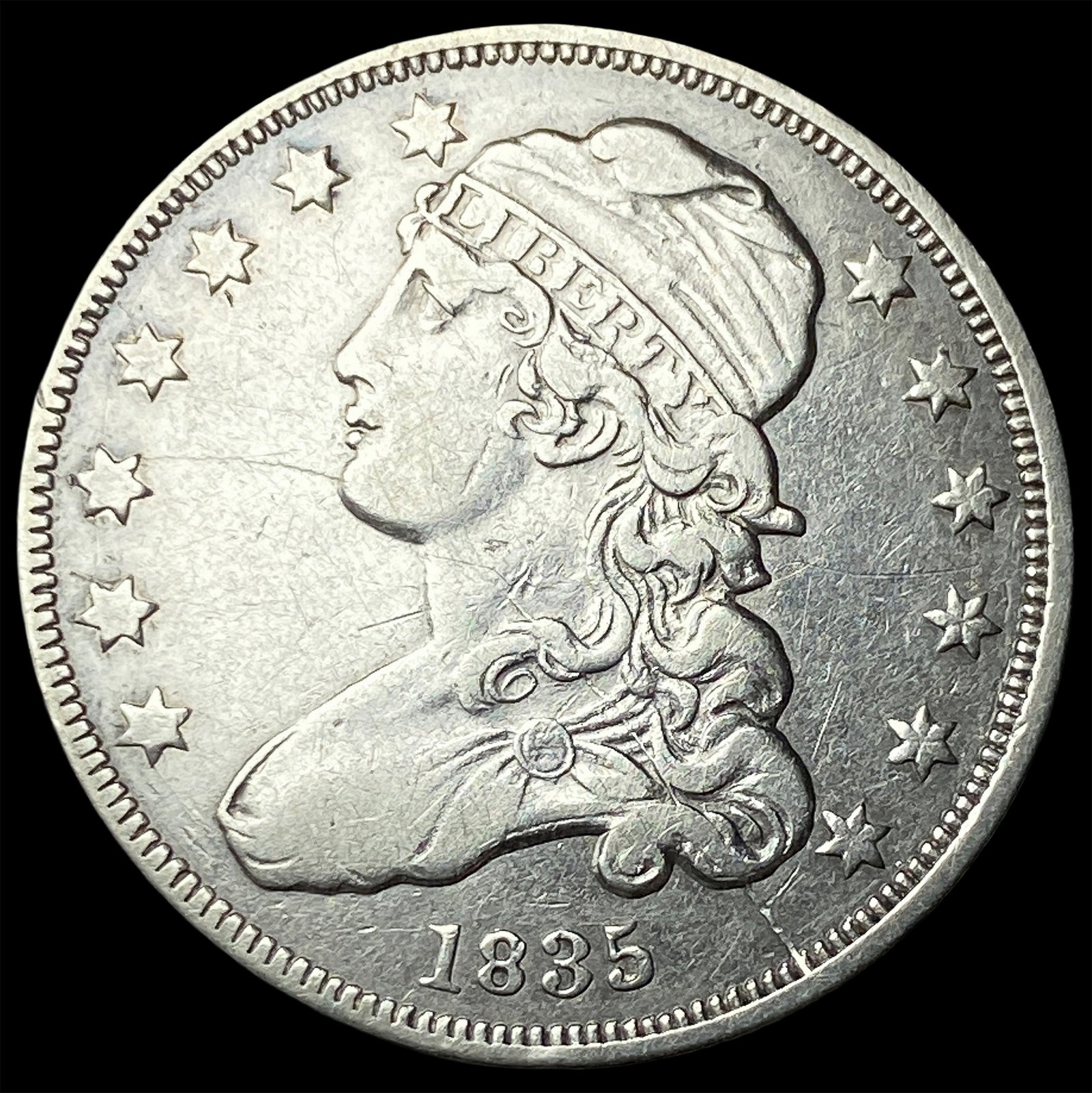1835 Capped Bust Silver Quarter NEARLY UNCIRCULATED (1 of 2)