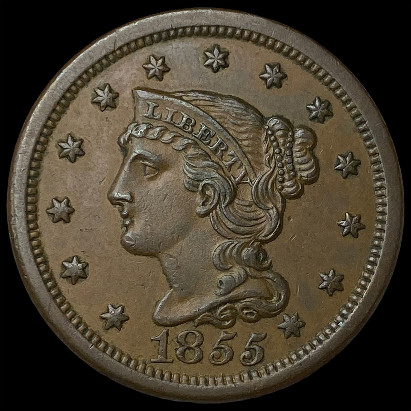 1855 Braided Hair Large Cent UNCIRCULATED (1 of 2)
