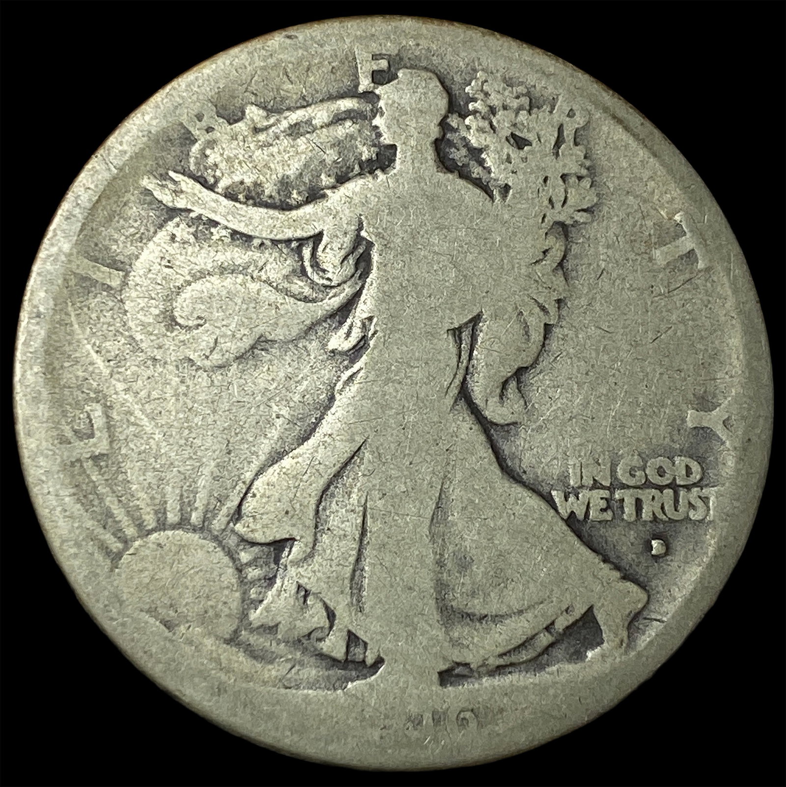 1916-D Silver Walking Liberty Half Dollar NICELY CIRCULATED: 1916-D Silver Walking Liberty Half Dollar NICELY CIRCULATED