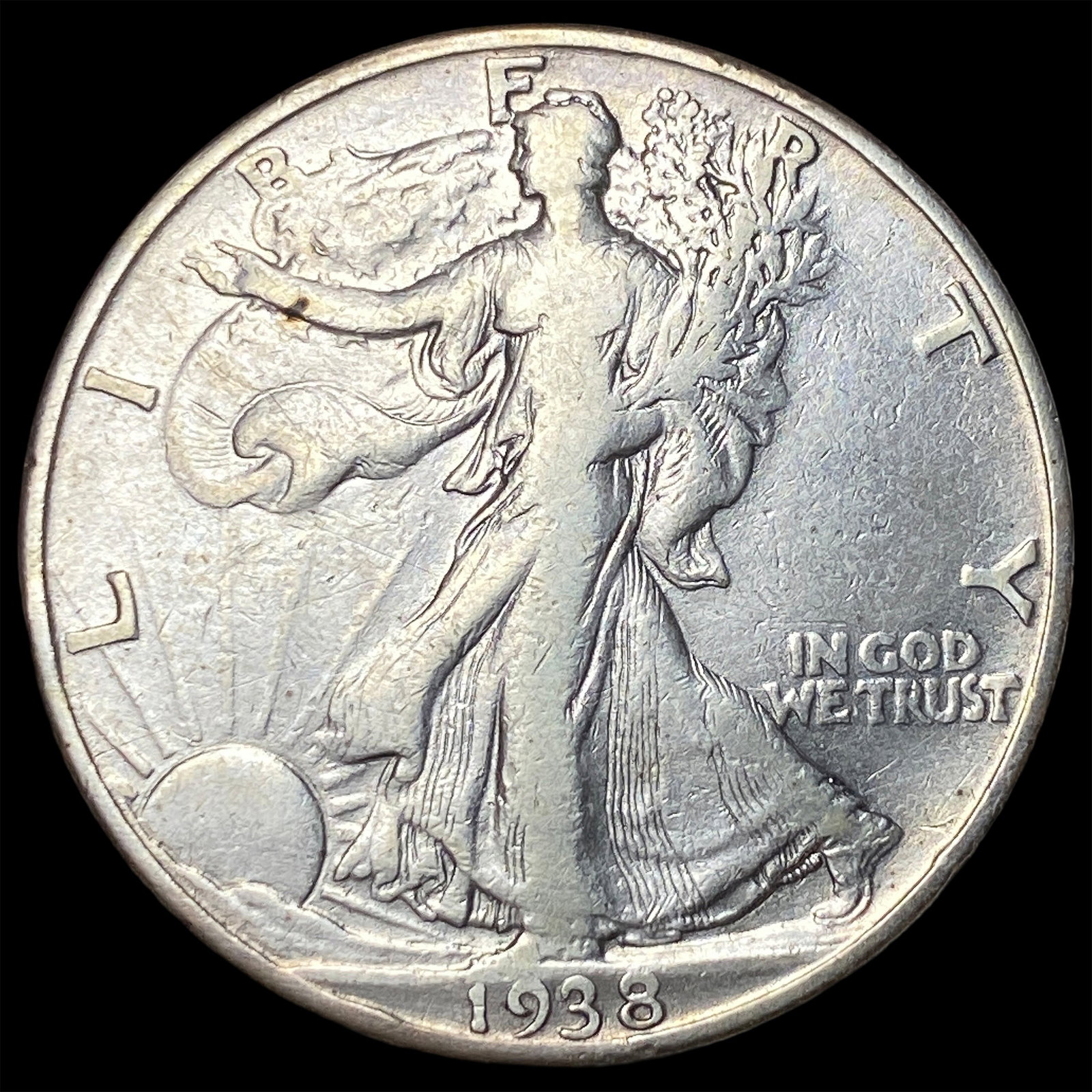 1938-D Silver Walking Liberty Half Dollar LIGHTLY CIRCULATED: 1938-D Silver Walking Liberty Half Dollar LIGHTLY CIRCULATED