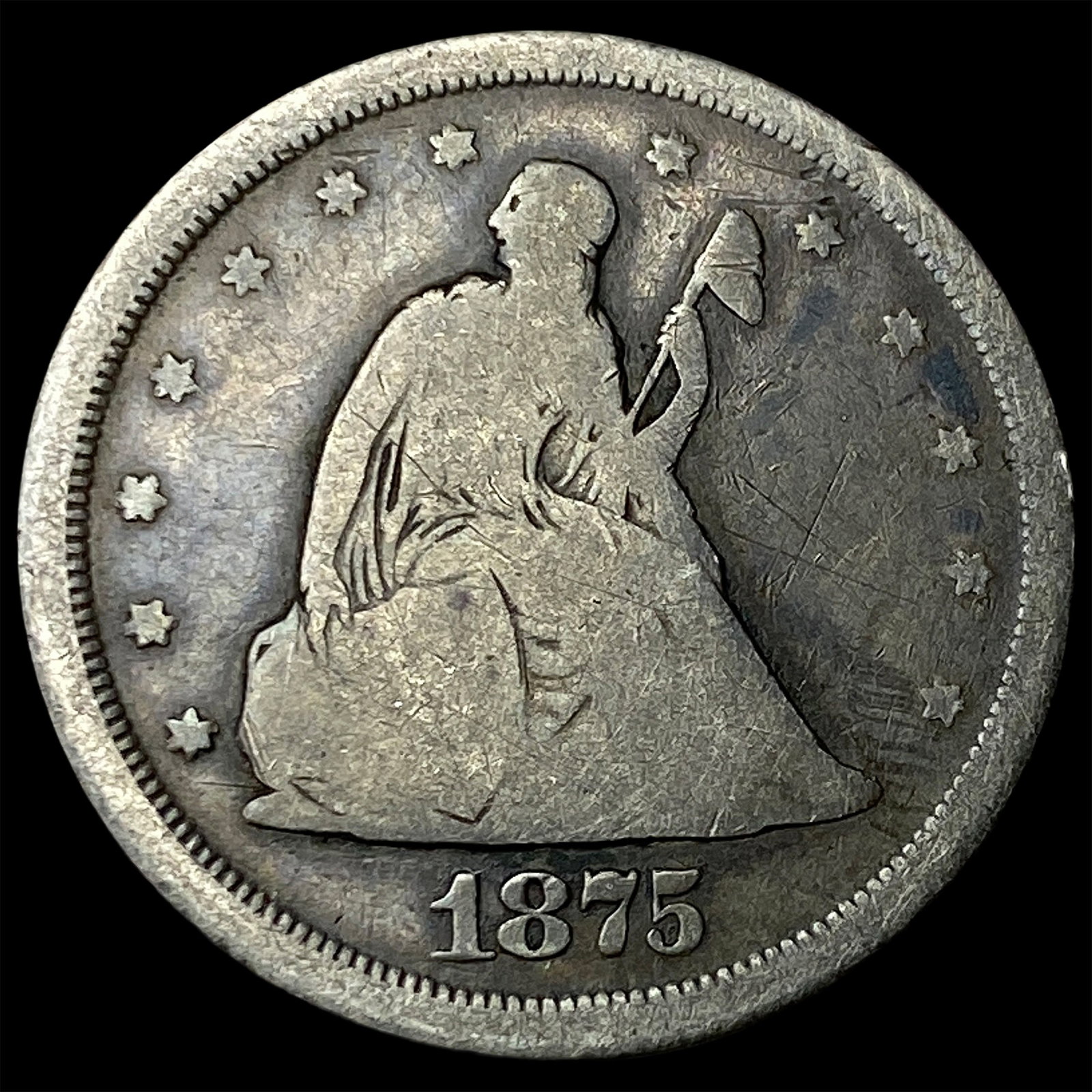 1875-S Silver Seated Liberty Quarter LIGHTLY CIRCULATED: 1875-S Silver Seated Liberty Quarter LIGHTLY CIRCULATED