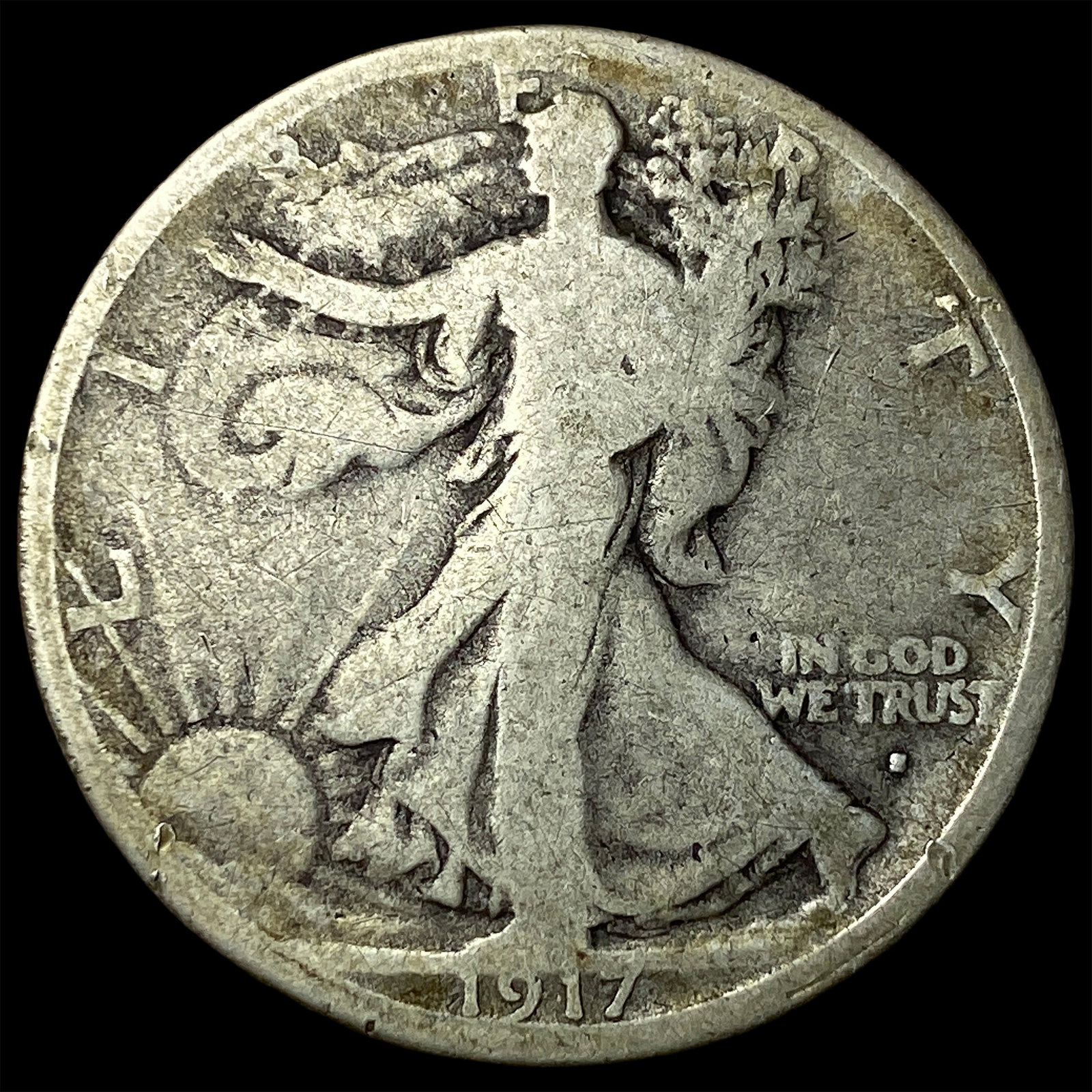 1917-S Silver Walking Liberty Half Dollar NICELY CIRCULATED: 1917-S Silver Walking Liberty Half Dollar NICELY CIRCULATED