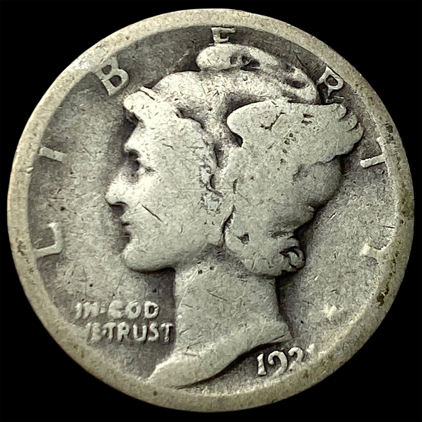 1921 Silver Mercury Dime NICELY CIRCULATED (1 of 2)
