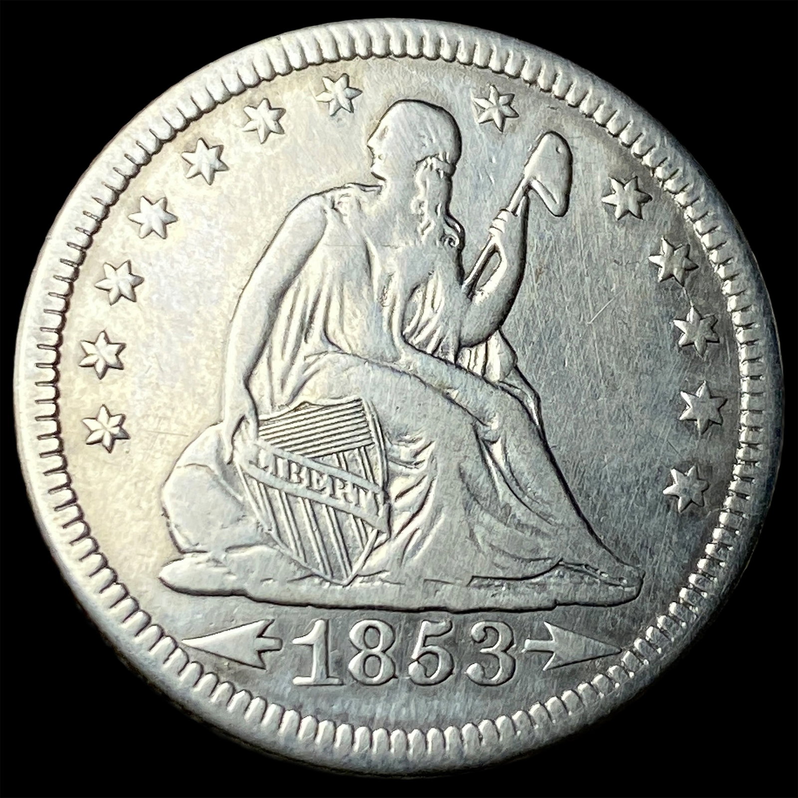 1853-O Silver Seated Liberty Quarter LIGHTLY CIRCULATED: 1853-O Silver Seated Liberty Quarter LIGHTLY CIRCULATED