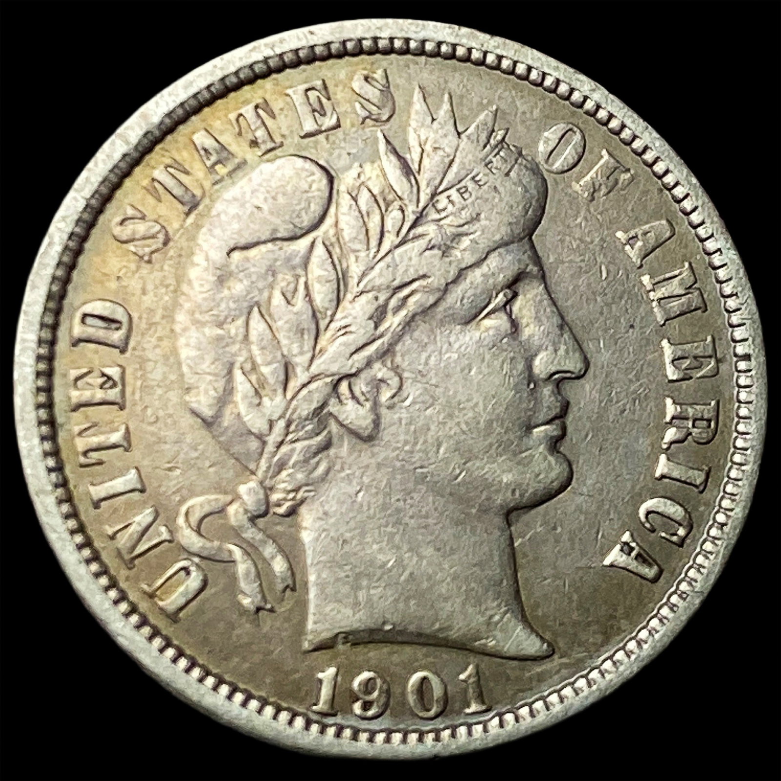 1901-O Silver Barber Dime NEARLY UNCIRCULATED (1 of 2)