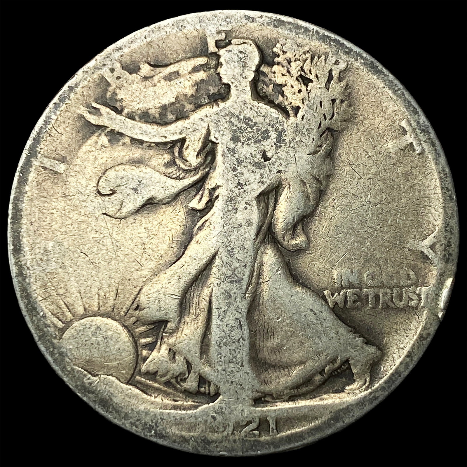 1921-D Silver Walking Liberty Half Dollar NICELY CIRCULATED: 1921-D Silver Walking Liberty Half Dollar NICELY CIRCULATED