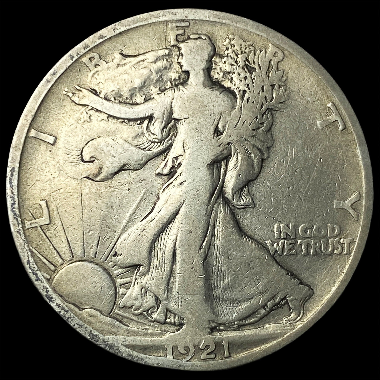 1921-S Silver Walking Liberty Half Dollar NICELY CIRCULATED: 1921-S Silver Walking Liberty Half Dollar NICELY CIRCULATED
