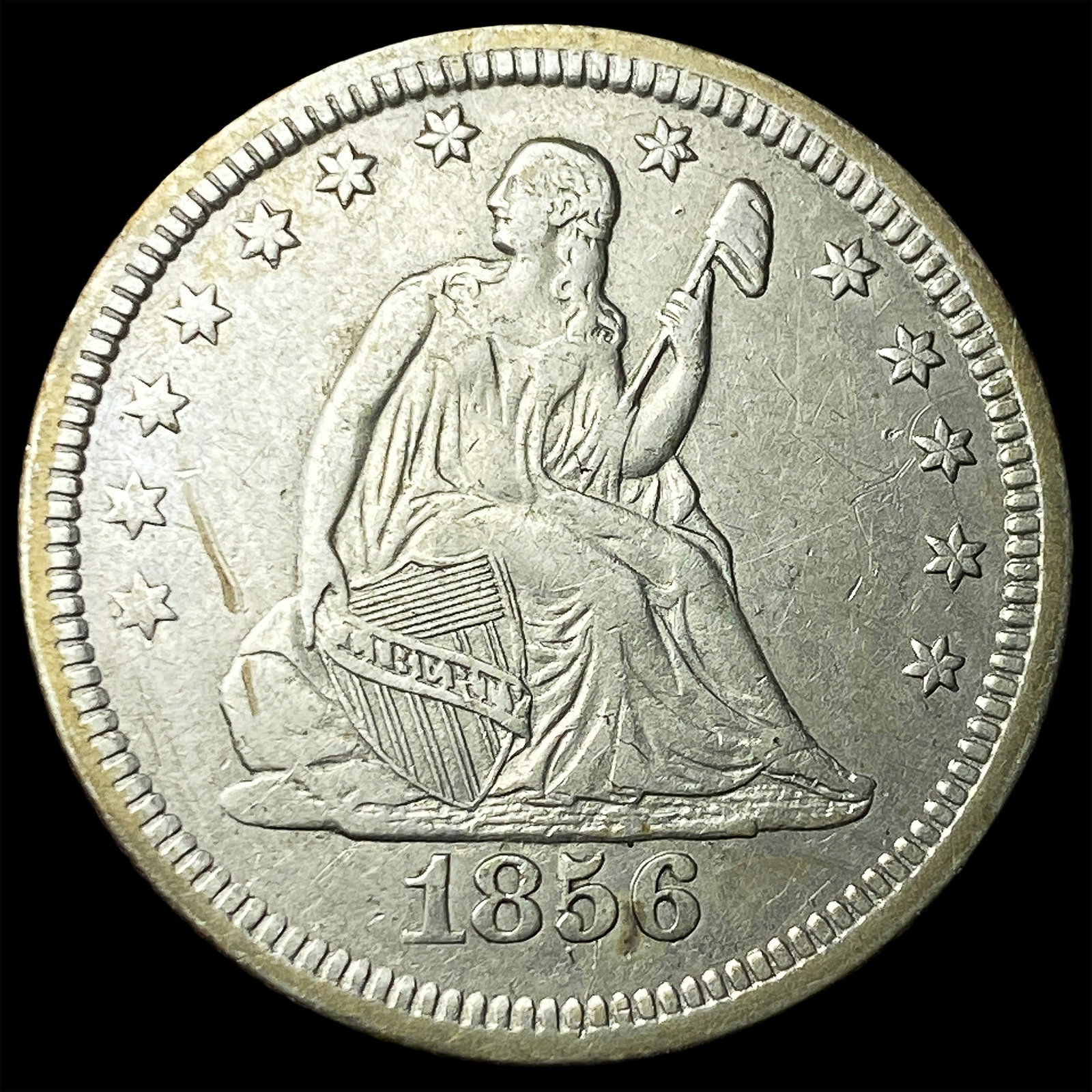 1856 Seated Liberty Quarter CLOSELY UNCIRCULATED: 1856 Seated Liberty Quarter CLOSELY UNCIRCULATED