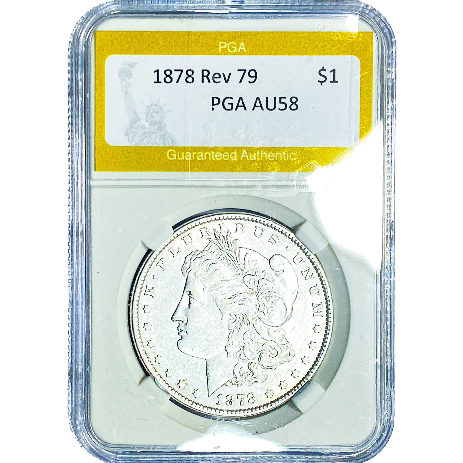 1878 Rev 79 Morgan Silver Dollar PGA AU58: 1878 Rev 79 Morgan Silver Dollar PGA AU58