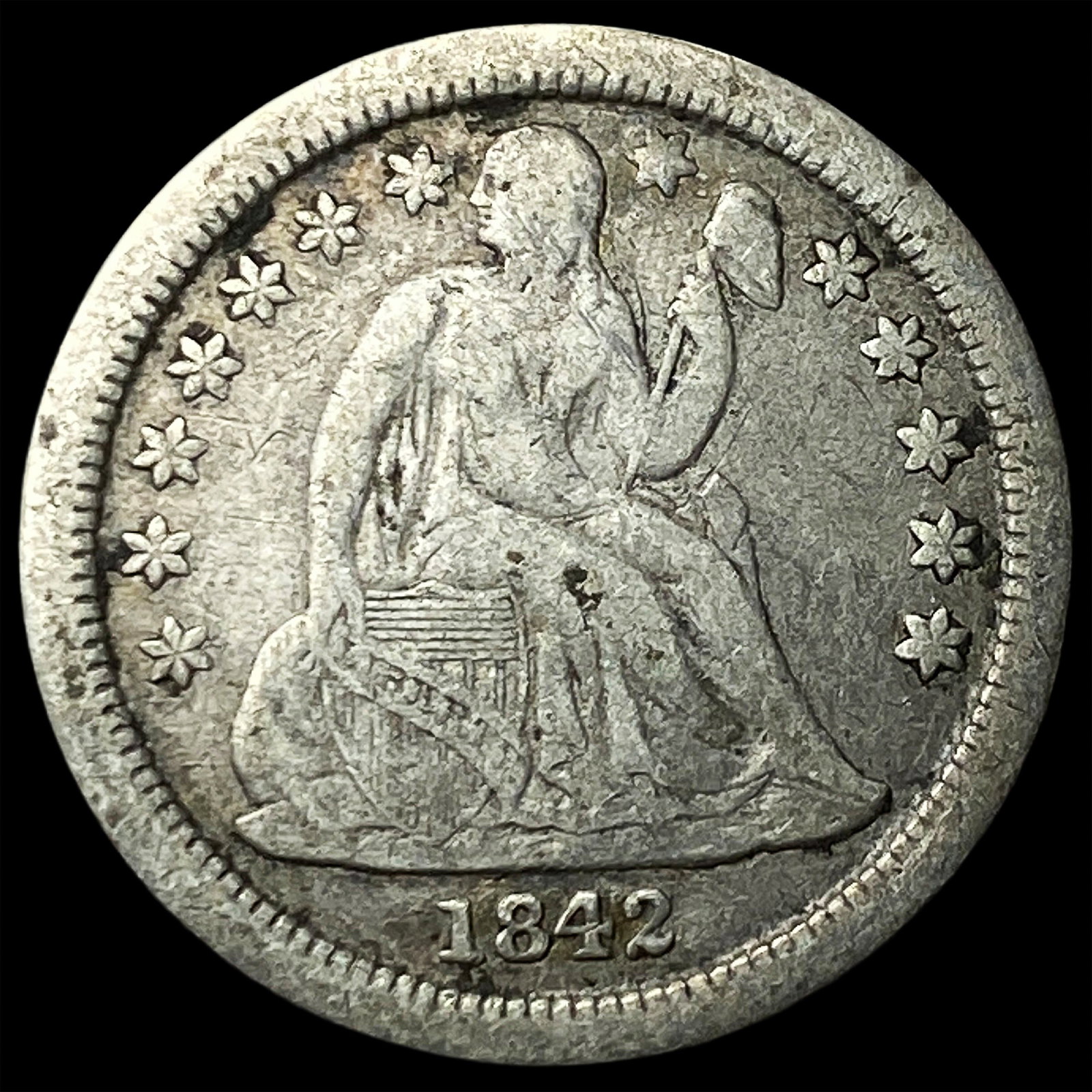 1842-O Silver Seated Liberty Dime NICELY CIRCULATED (1 of 2)