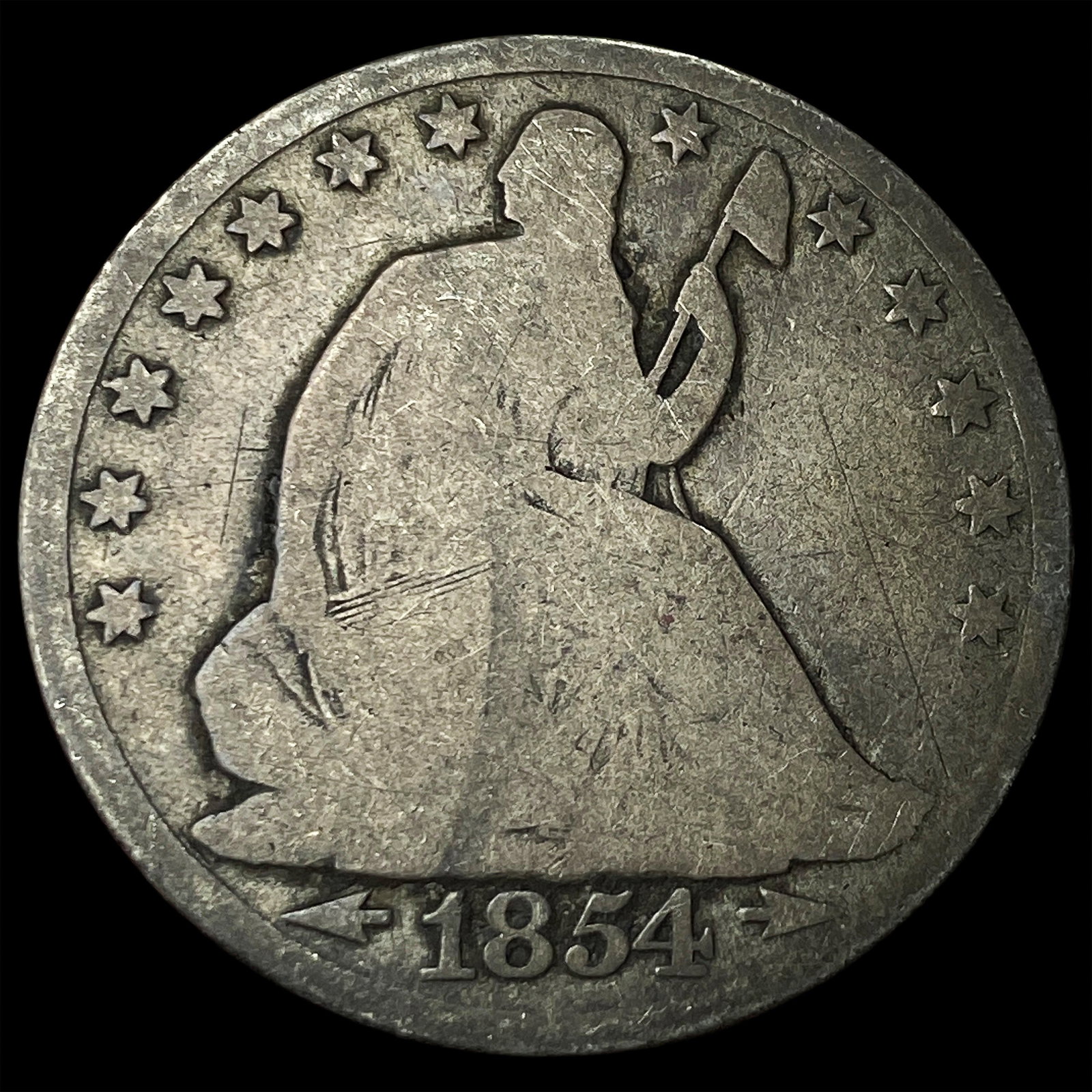 1854 Arrows Seated Liberty Silver Half Dollar HIGH GRADE (1 of 2)