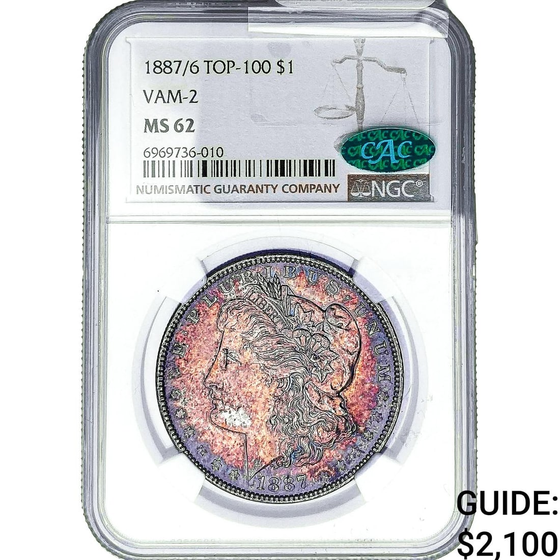 1887/6 CAC Morgan Silver Dollar NGC MS62 VAM-2 (1 of 2)