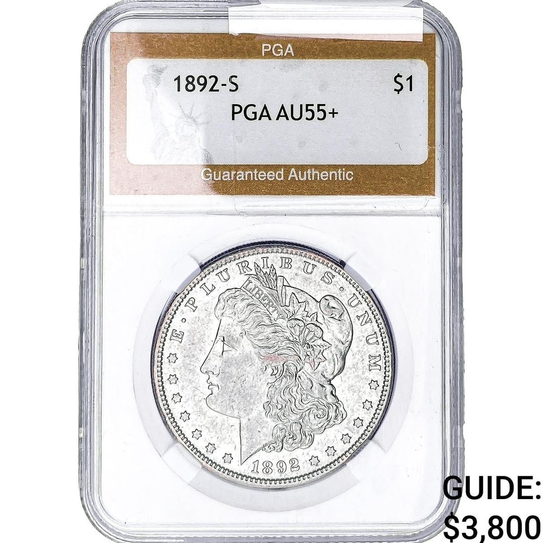 1892-S Morgan Silver Dollar PGA AU55+: 1892-S Morgan Silver Dollar PGA AU55+