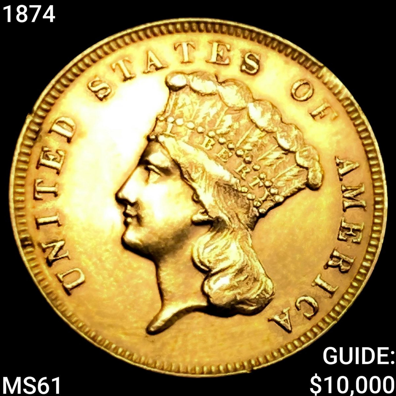 1874 $3 Gold Piece (1 of 2)