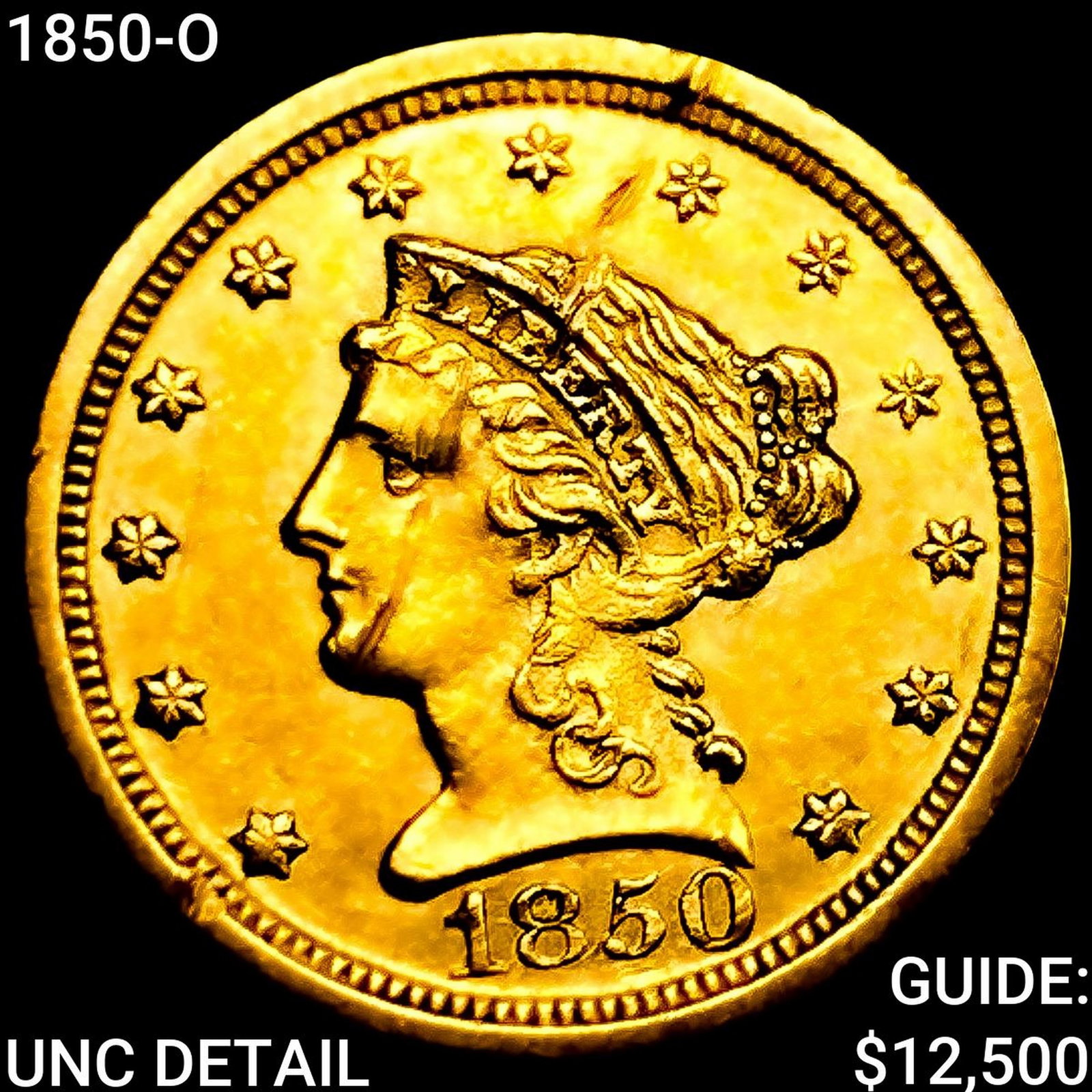 1850-O $2.50 Gold Quarter Eagle UNCIRCULATED (1 of 2)