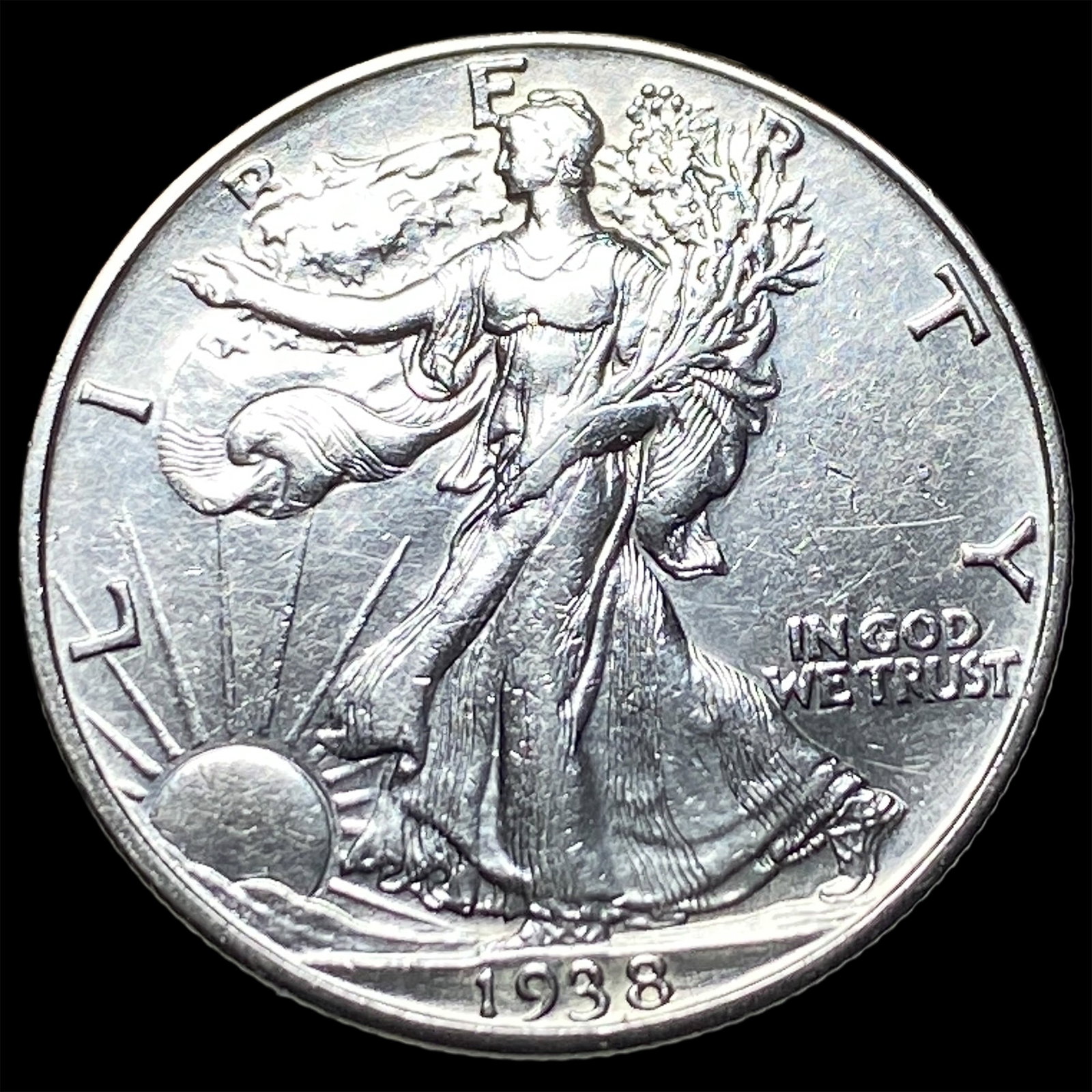 1938-D Silver Walking Liberty Half Dollar CLOSELY UNCIRCULATED: 1938-D Silver Walking Liberty Half Dollar CLOSELY UNCIRCULATED