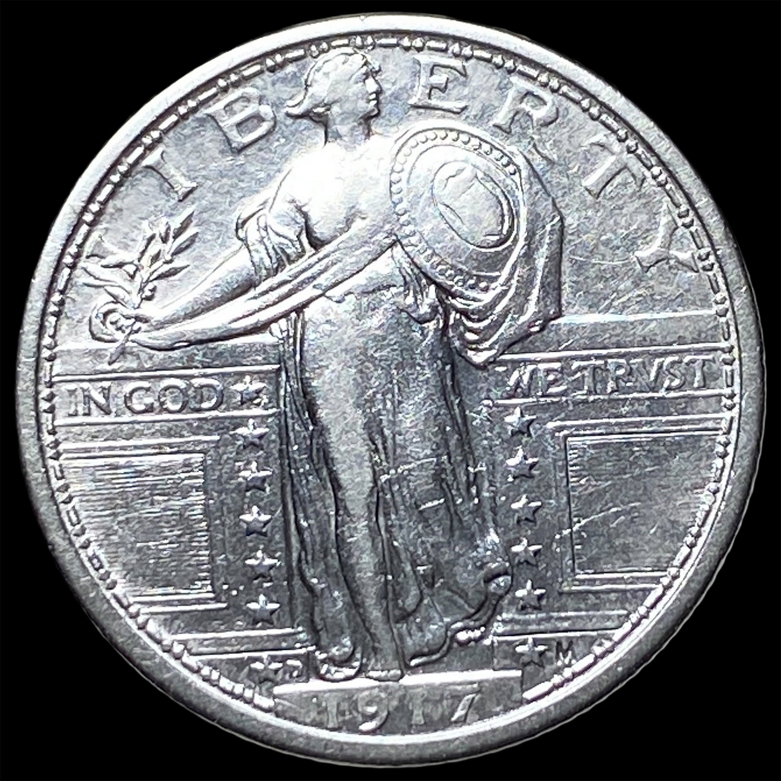 1917-D Type 1 Standing Liberty Quarter CLOSELY UNCIRCULATED: 1917-D Type 1 Standing Liberty Quarter CLOSELY UNCIRCULATED