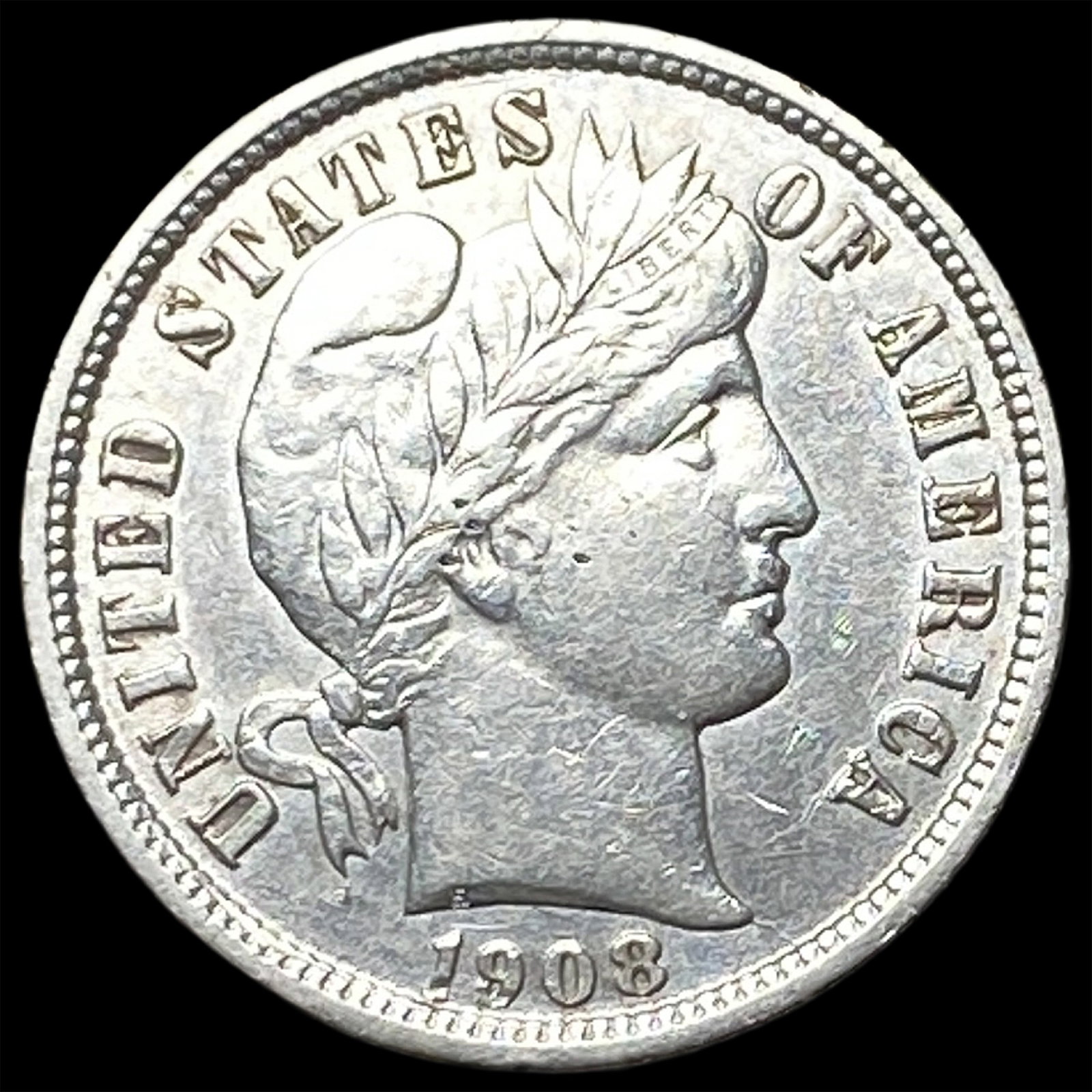 1908-D Silver Barber Dime CLOSELY UNCIRCULATED (1 of 2)