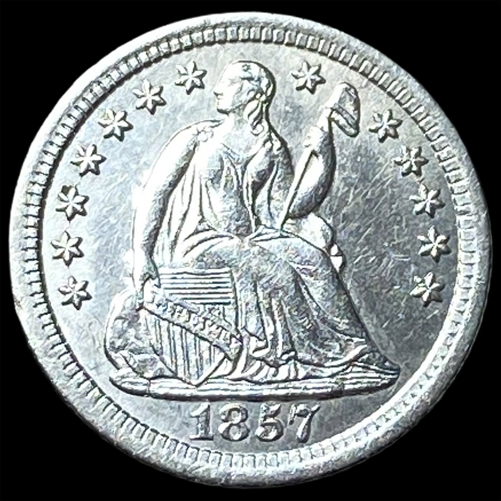 1857-O Silver Seated Liberty Half Dime UNCIRCULATED (1 of 2)