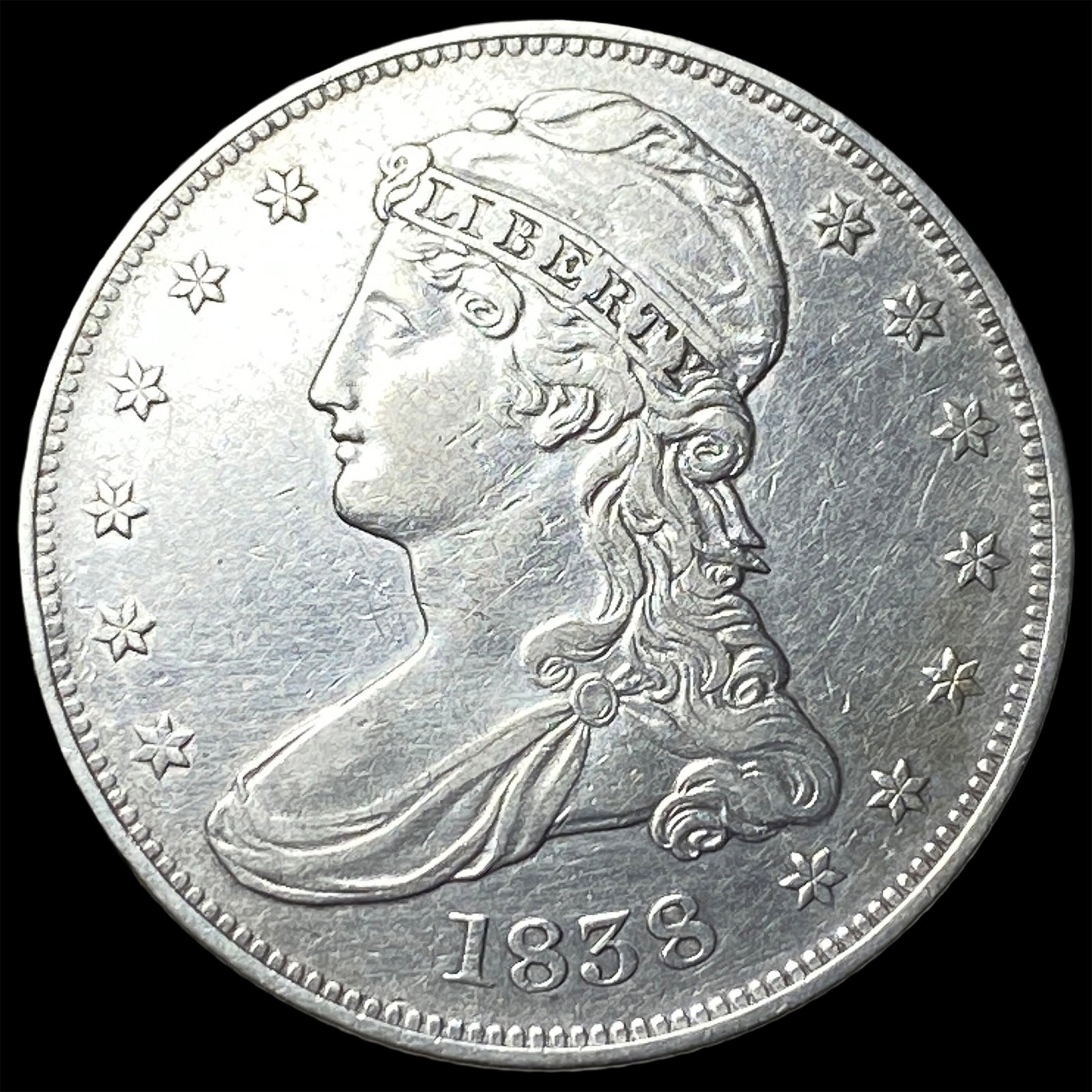 1838 Silver Capped Bust Half Dollar CLOSELY UNCIRCULATED (1 of 2)