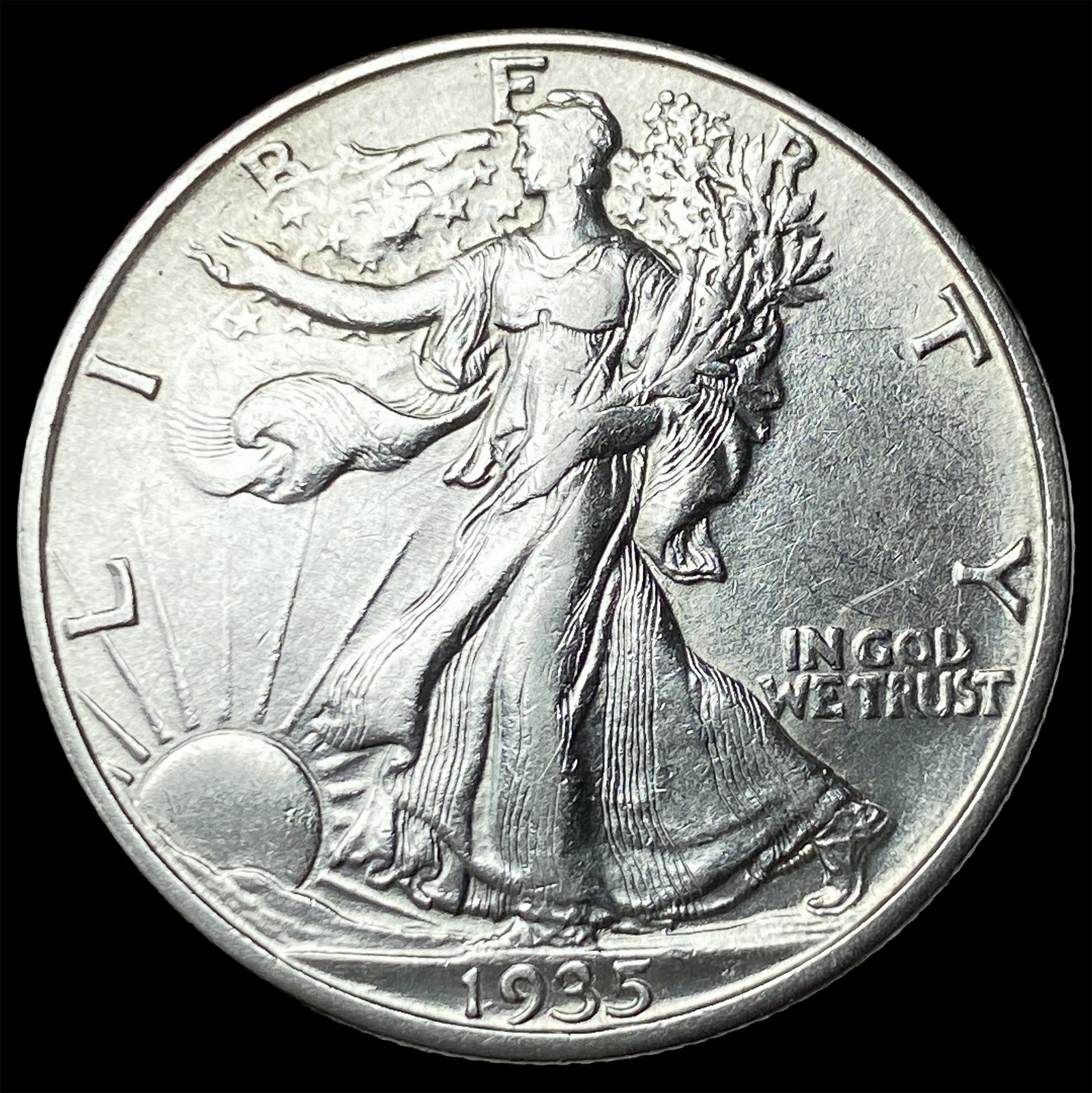 1935-D Silver Walking Liberty Half Dollar CLOSELY UNCIRCULATED: 1935-D Silver Walking Liberty Half Dollar CLOSELY UNCIRCULATED