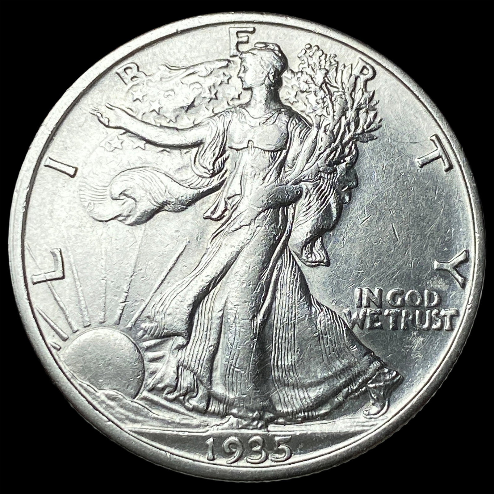 1935-S Silver Walking Liberty Half Dollar CLOSELY UNCIRCULATED: 1935-S Silver Walking Liberty Half Dollar CLOSELY UNCIRCULATED