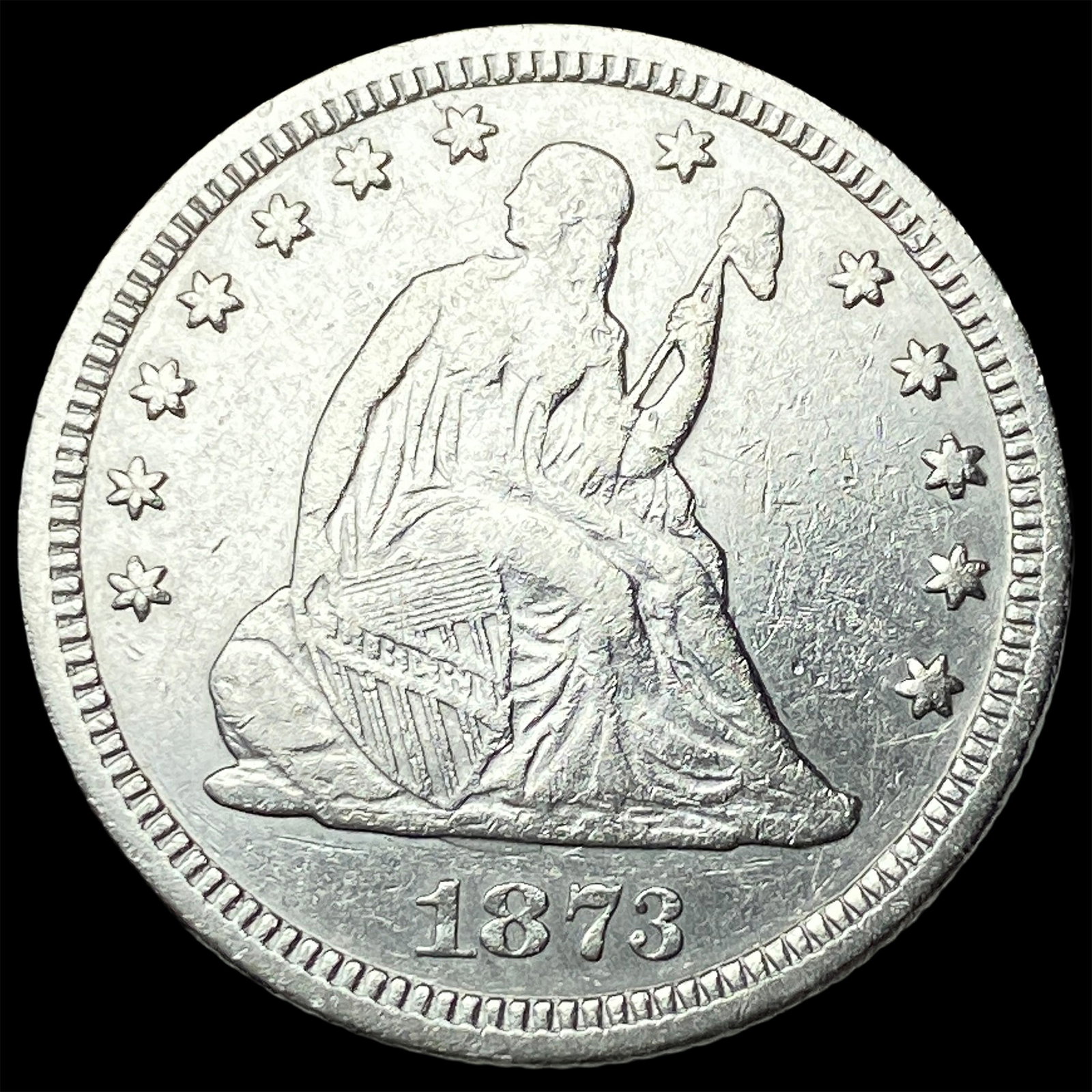 1873 Seated Liberty Quarter CLOSELY UNCIRCULATED (1 of 2)