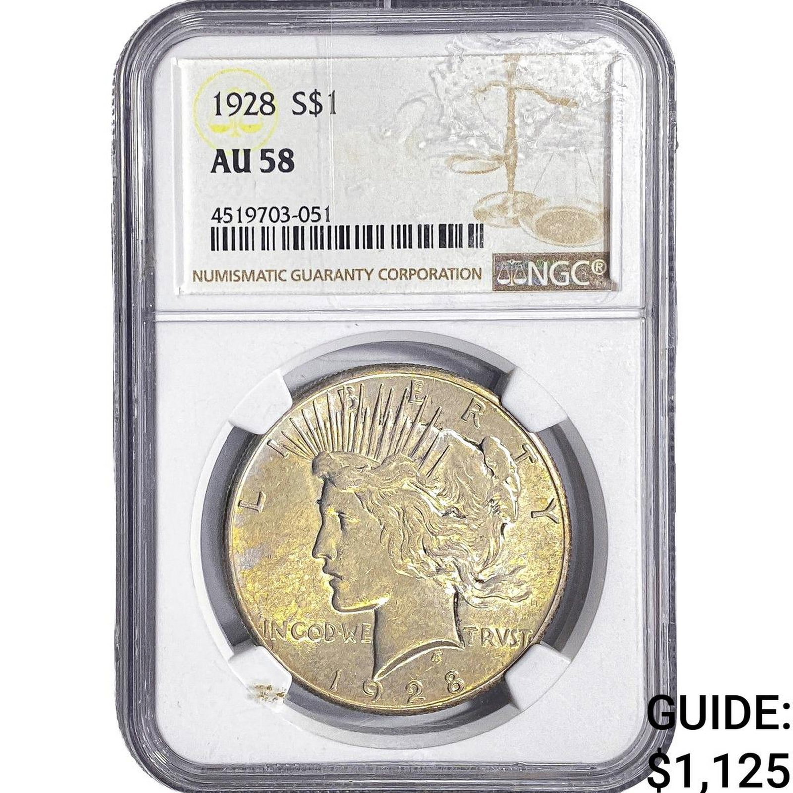 1928 Silver Peace Dollar NGC AU58 (1 of 2)